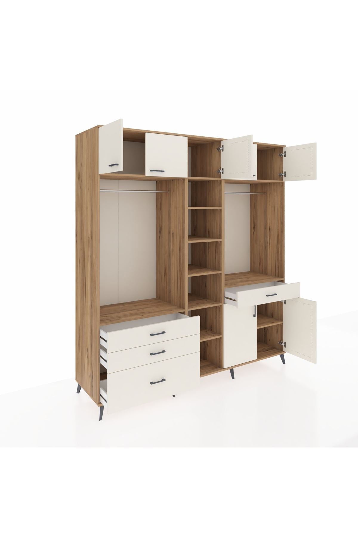 Kronos Dolap 11 Raflı 4 Çekmeceli 2 Askılı 220x59x243 - S784M056V22C