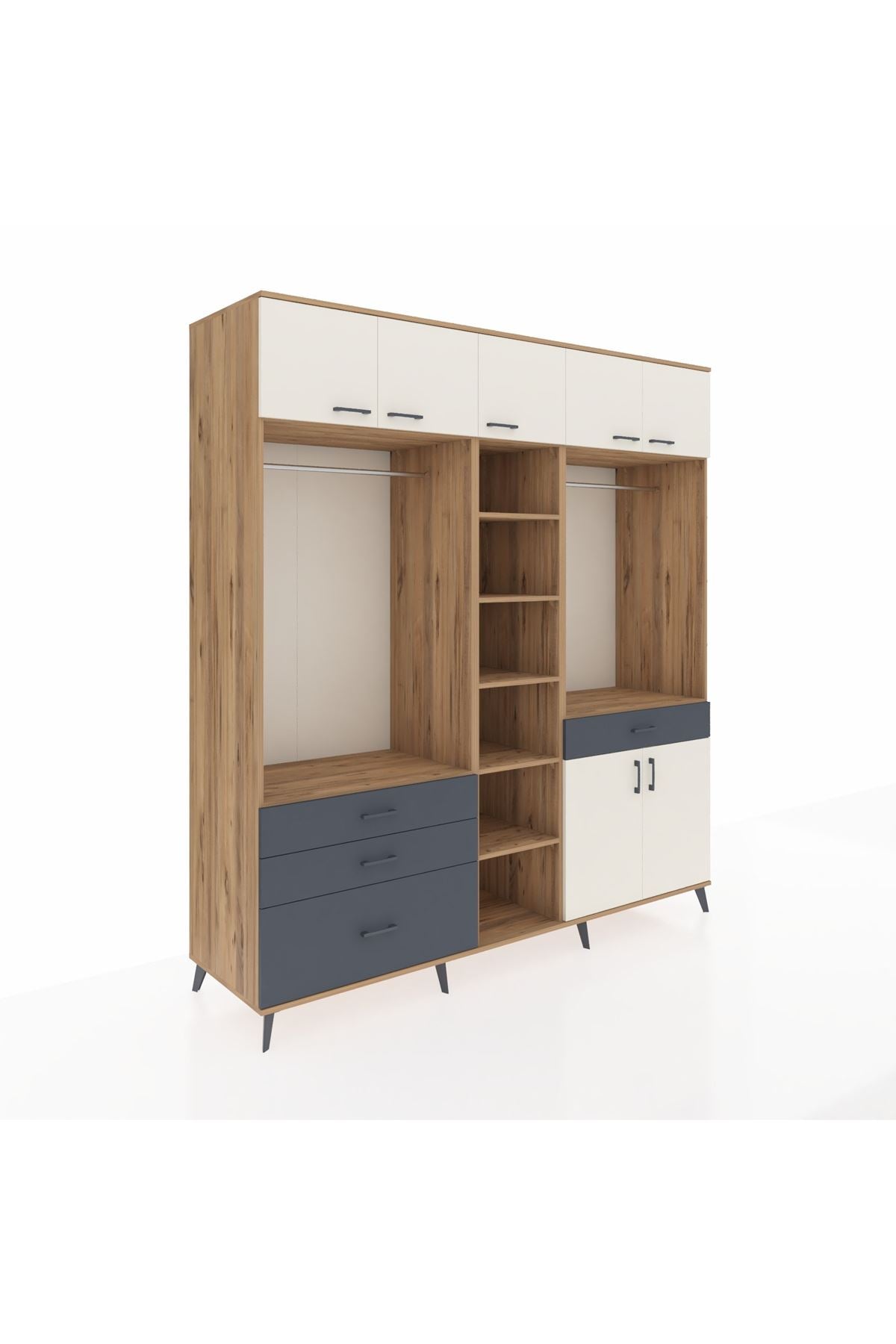 Kronos Dolap 11 Raflı 4 Çekmeceli 2 Askılı 220x59x243 - S784M056V23C