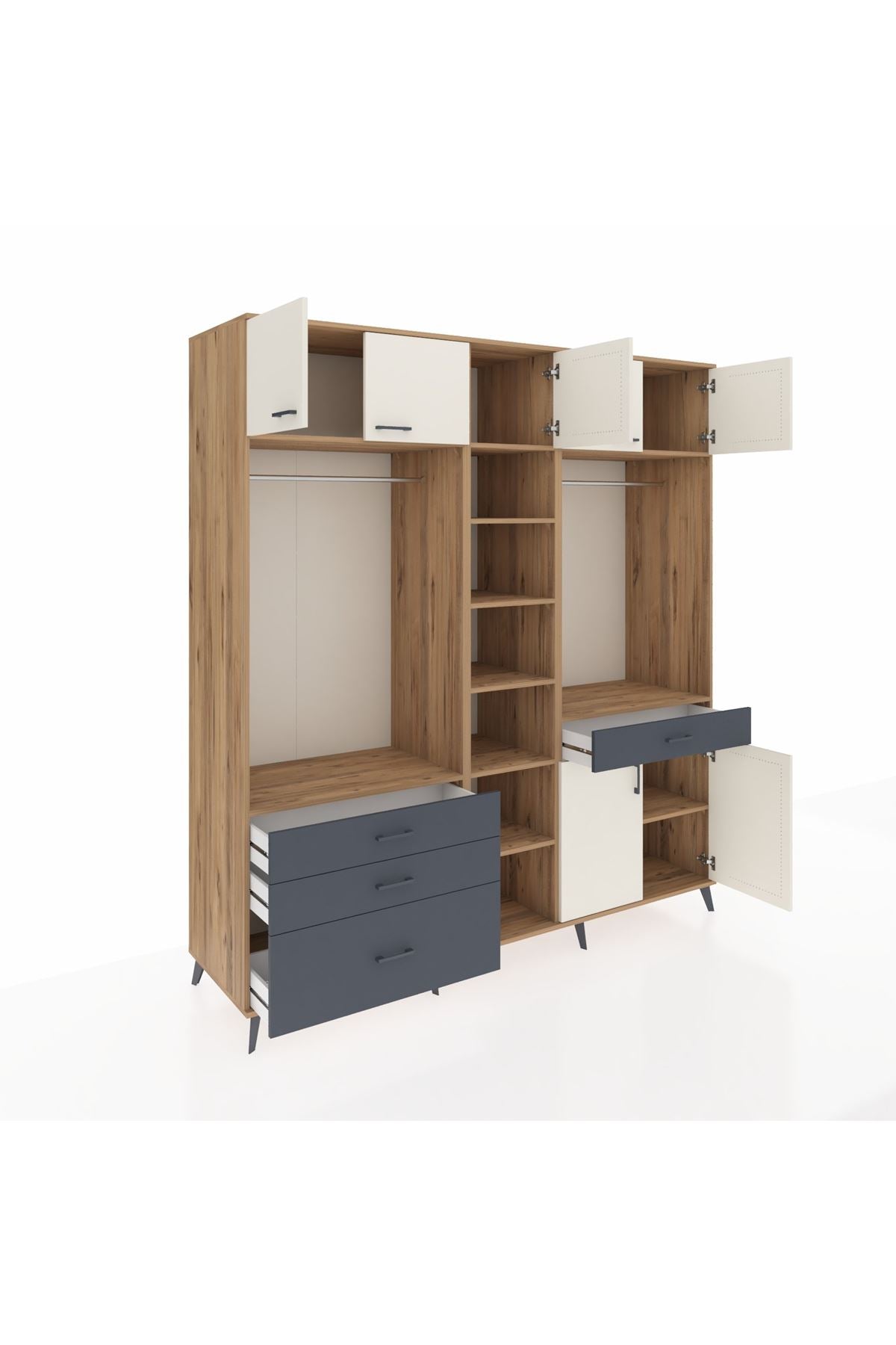 Kronos Dolap 11 Raflı 4 Çekmeceli 2 Askılı 220x59x243 - S784M056V23C