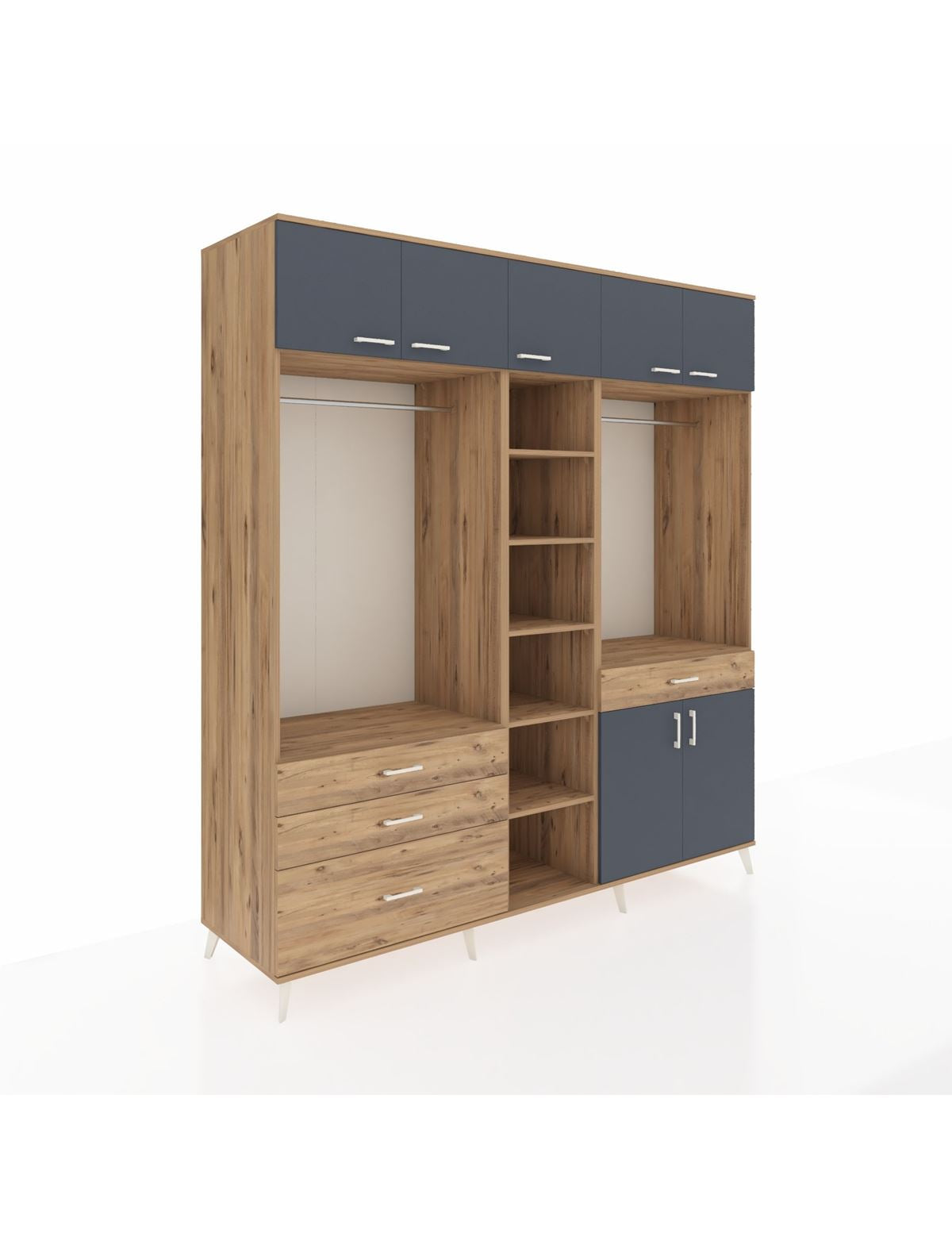 Kronos Dolap 11 Raflı 4 Çekmeceli 2 Askılı 220x59x243 - S784M056V27C