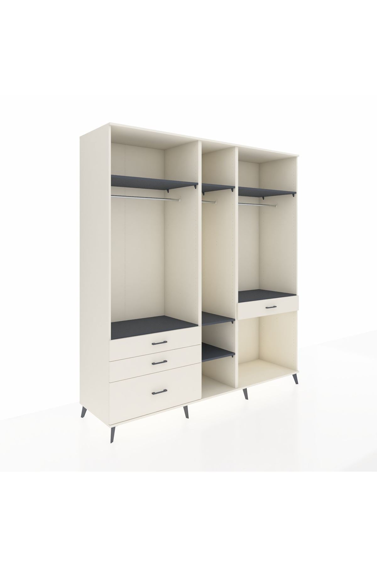 Kronos Dolap 7 Raflı 4 Çekmeceli 3 Askılı 220x59x243 - S784M057V07C