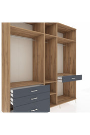Kronos Dolap 7 Raflı 4 Çekmeceli 3 Askılı 220x59x243 - S784M057V20C