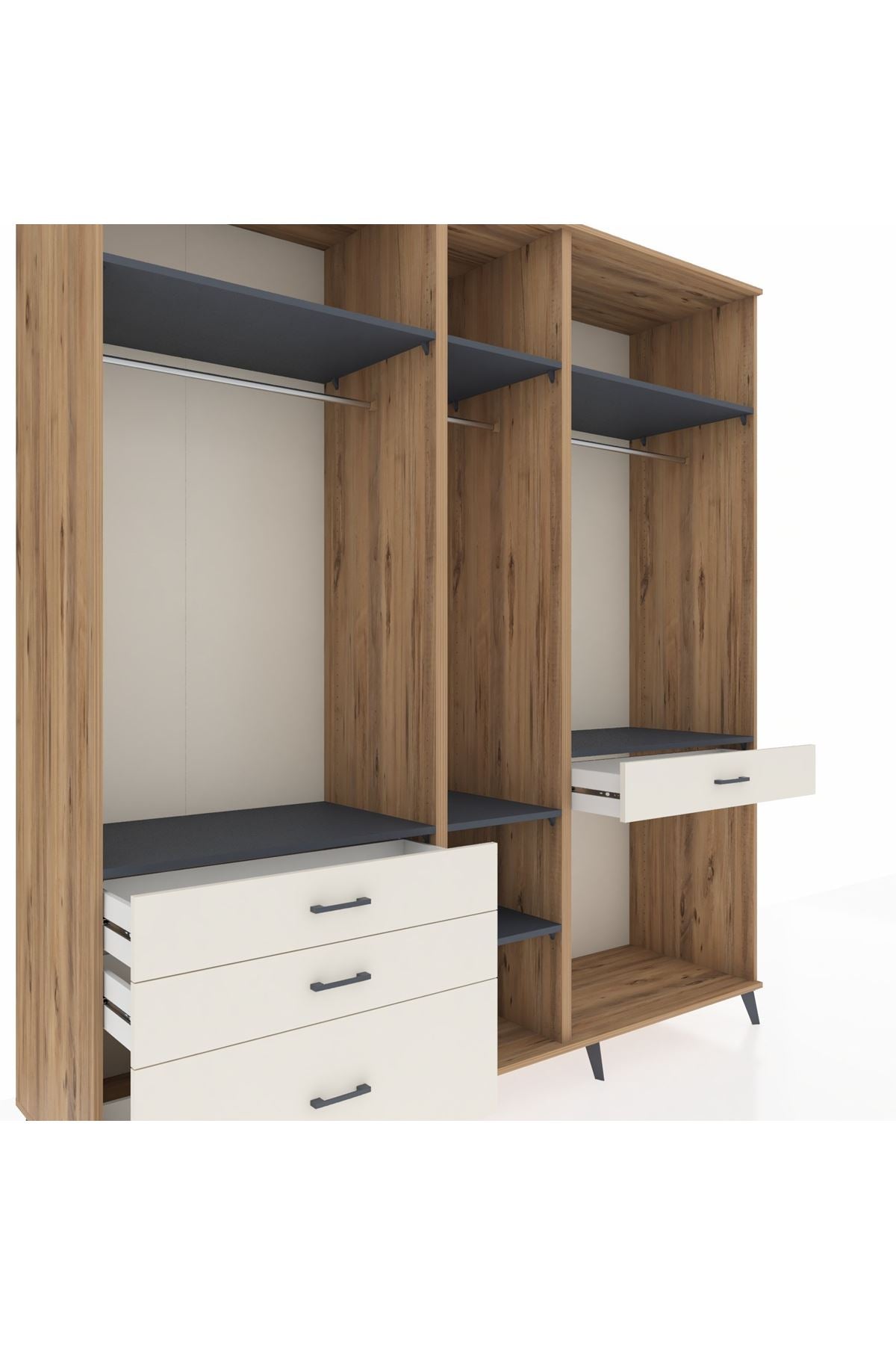 Kronos Dolap 7 Raflı 4 Çekmeceli 3 Askılı 220x59x243 - S784M057V25C