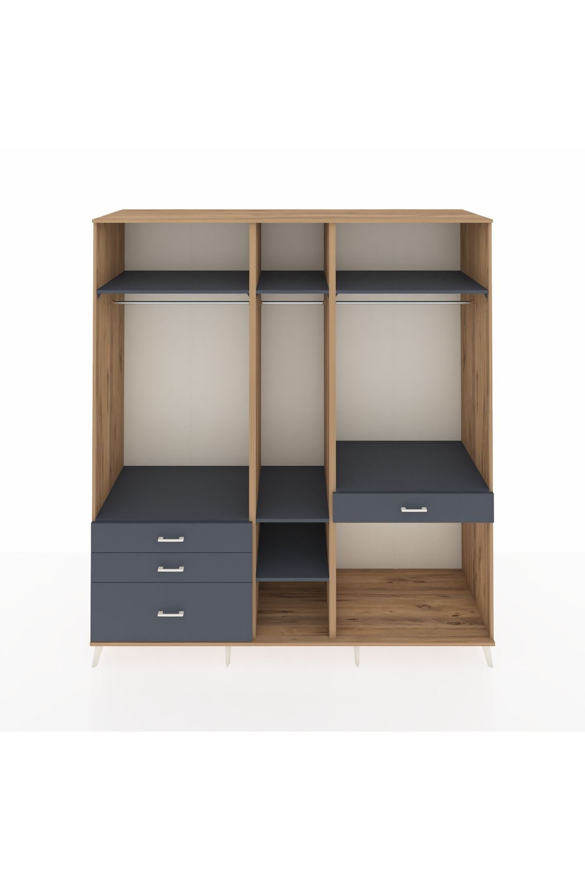 Kronos Dolap 7 Raflı 4 Çekmeceli 3 Askılı 220x59x243 - S784M057V26C