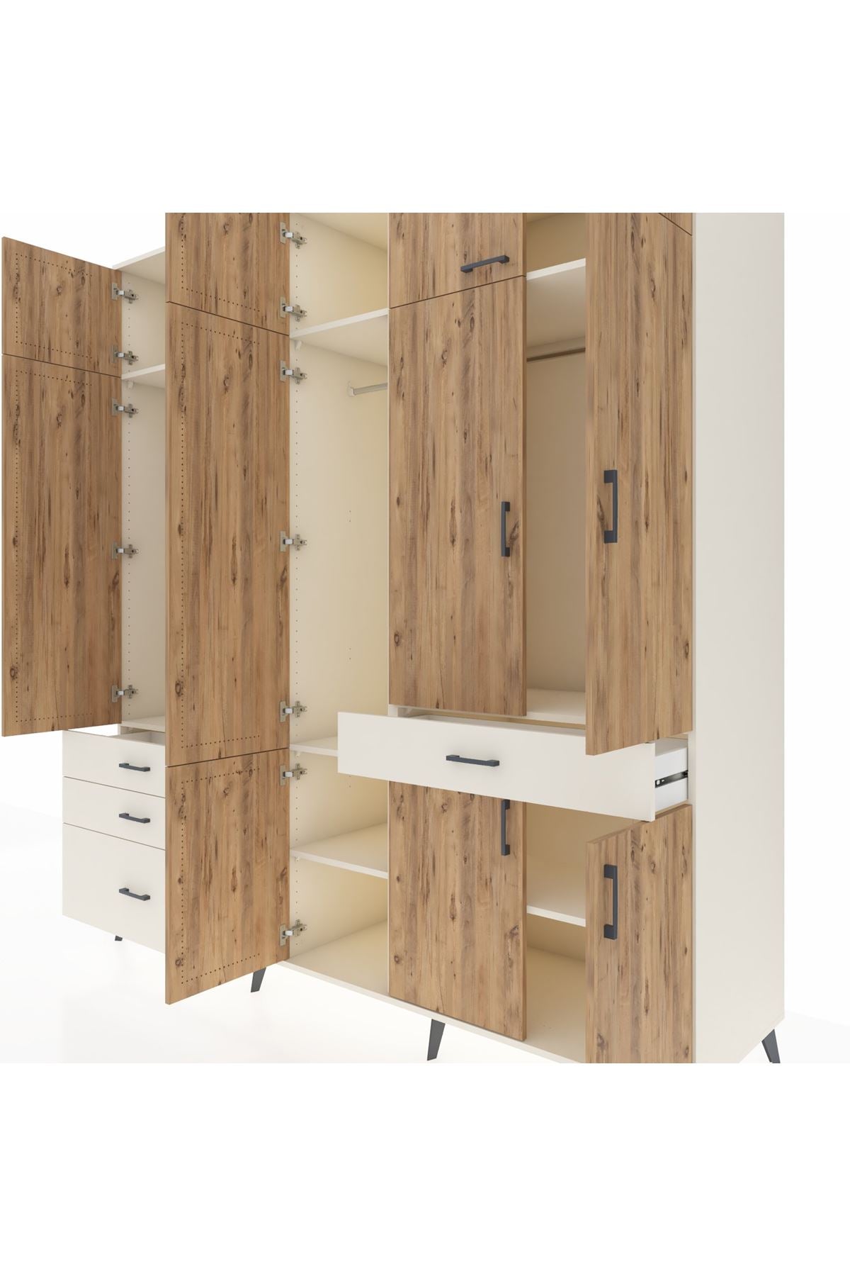 Kronos Dolap 8 Raflı 4 Çekmeceli 3 Askılı 220x59x243 - S784M058V01C
