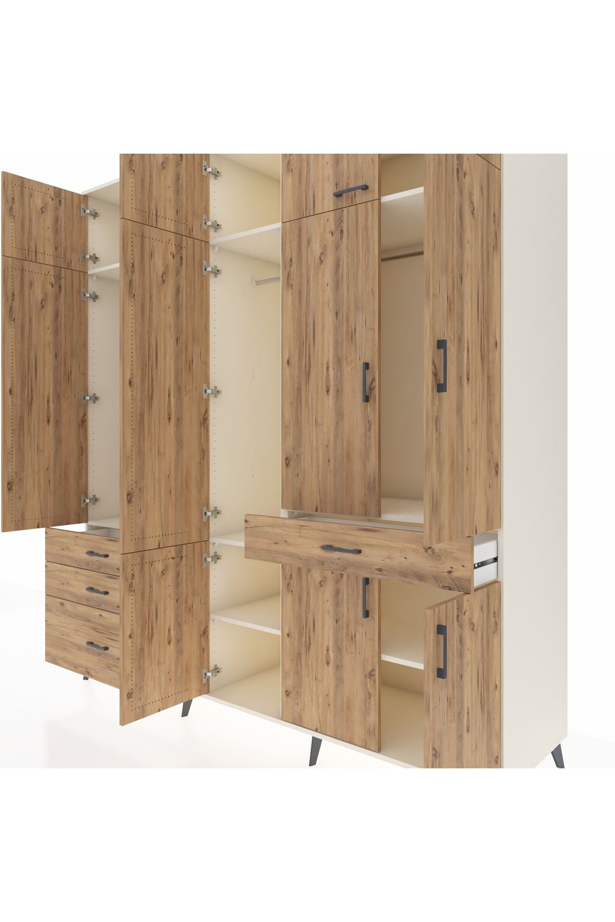 Kronos Dolap 8 Raflı 4 Çekmeceli 3 Askılı 220x59x243 - S784M058V03C