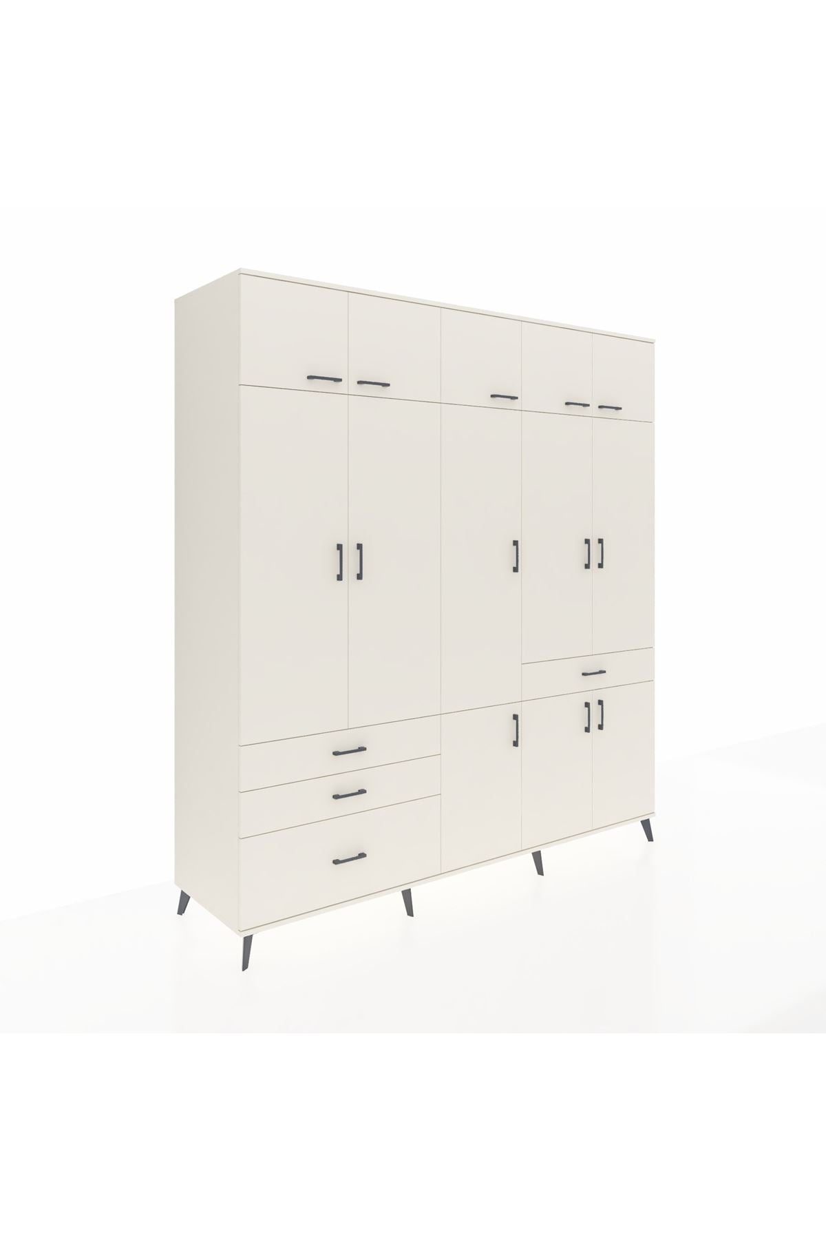 Kronos Dolap 8 Raflı 4 Çekmeceli 3 Askılı 220x59x243 - S784M058V04C