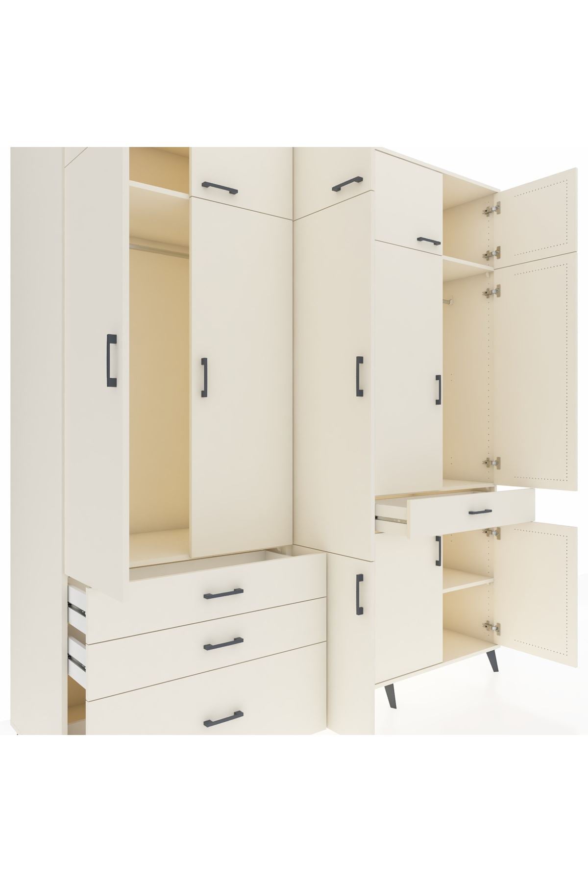 Kronos Dolap 8 Raflı 4 Çekmeceli 3 Askılı 220x59x243 - S784M058V04C