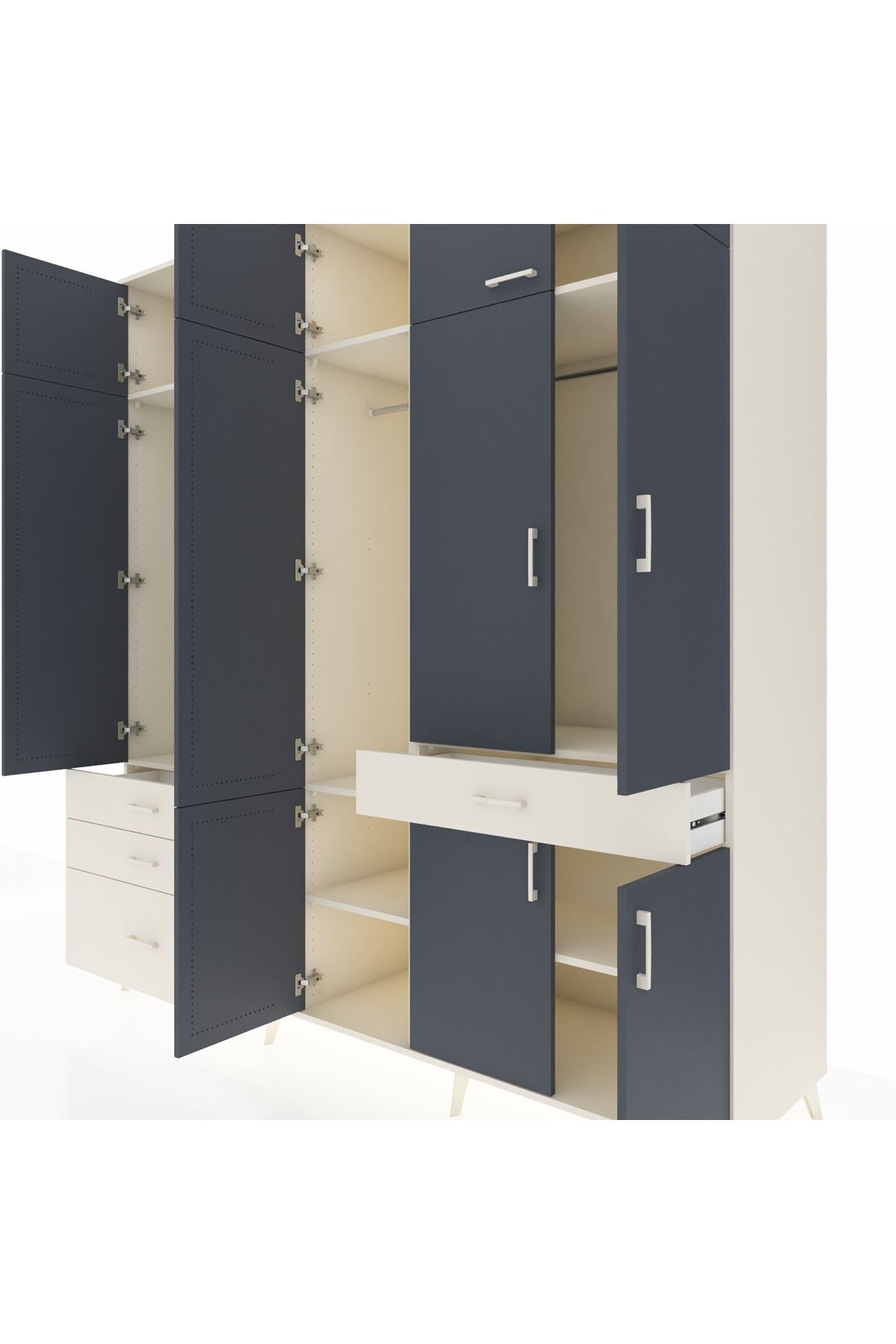 Kronos Dolap 8 Raflı 4 Çekmeceli 3 Askılı 220x59x243 - S784M058V07C