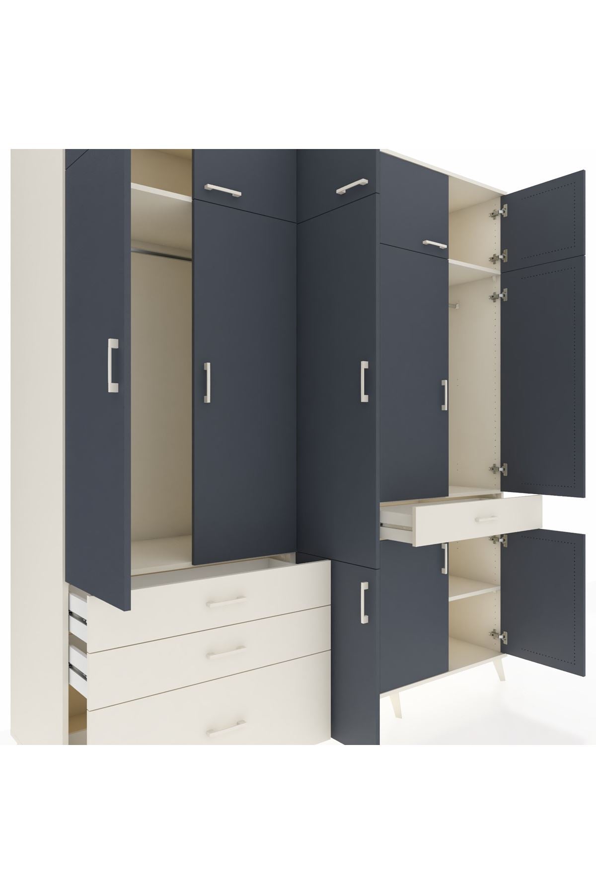Kronos Dolap 8 Raflı 4 Çekmeceli 3 Askılı 220x59x243 - S784M058V07C