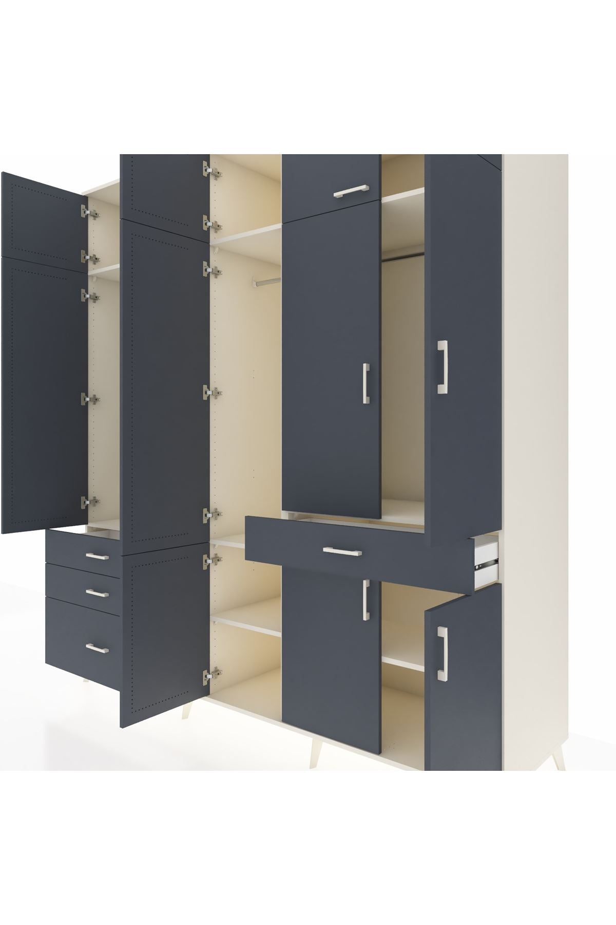 Kronos Dolap 8 Raflı 4 Çekmeceli 3 Askılı 220x59x243 - S784M058V08C