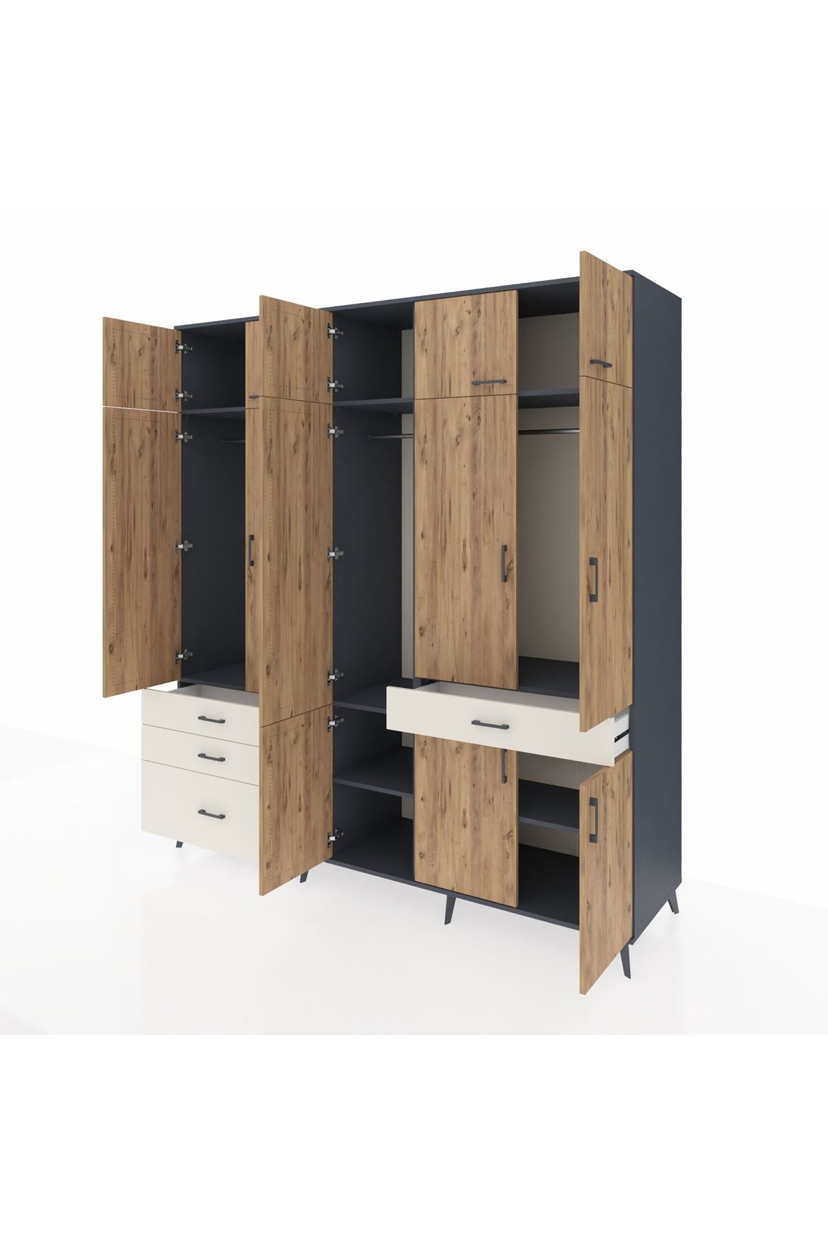 Kronos Dolap 8 Raflı 4 Çekmeceli 3 Askılı 220x59x243 - S784M058V10C