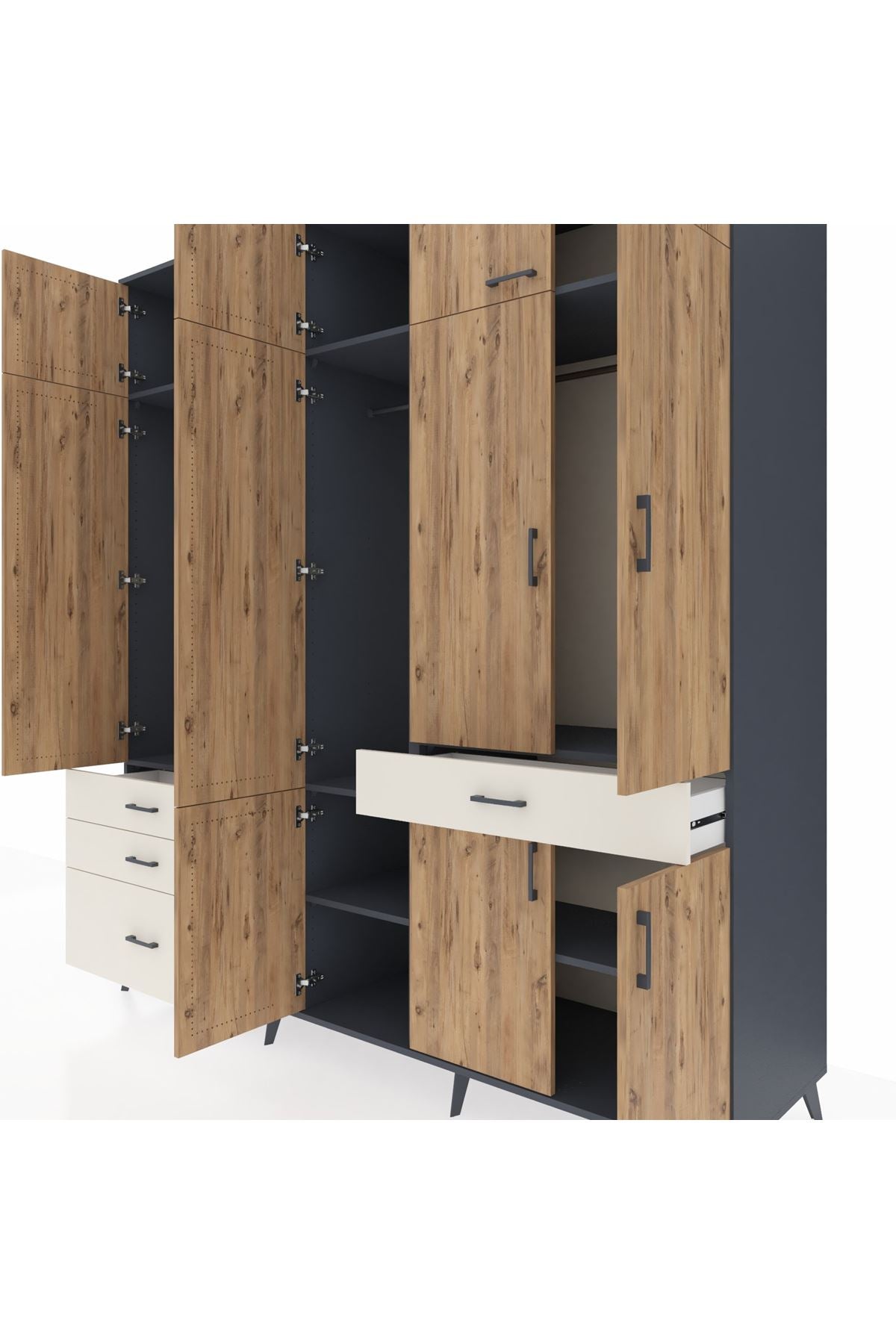 Kronos Dolap 8 Raflı 4 Çekmeceli 3 Askılı 220x59x243 - S784M058V10C