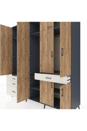 Kronos Dolap 8 Raflı 4 Çekmeceli 3 Askılı 220x59x243 - S784M058V10C