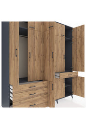 Kronos Dolap 8 Raflı 4 Çekmeceli 3 Askılı 220x59x243 - S784M058V12C