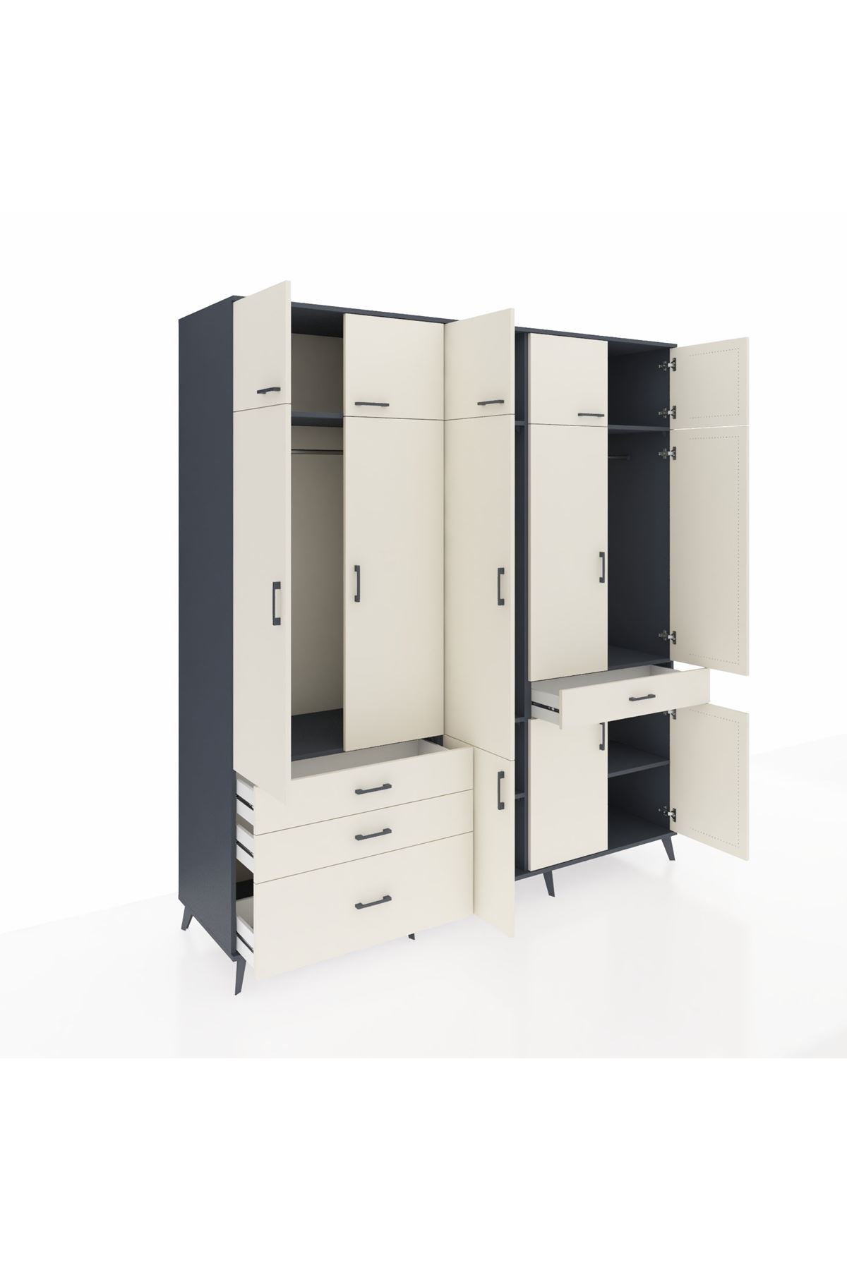 Kronos Dolap 8 Raflı 4 Çekmeceli 3 Askılı 220x59x243 - S784M058V13C