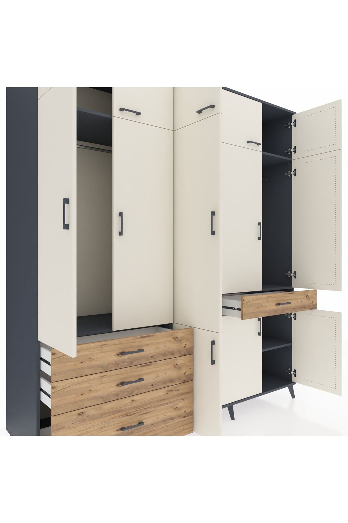 Kronos Dolap 8 Raflı 4 Çekmeceli 3 Askılı 220x59x243 - S784M058V15C