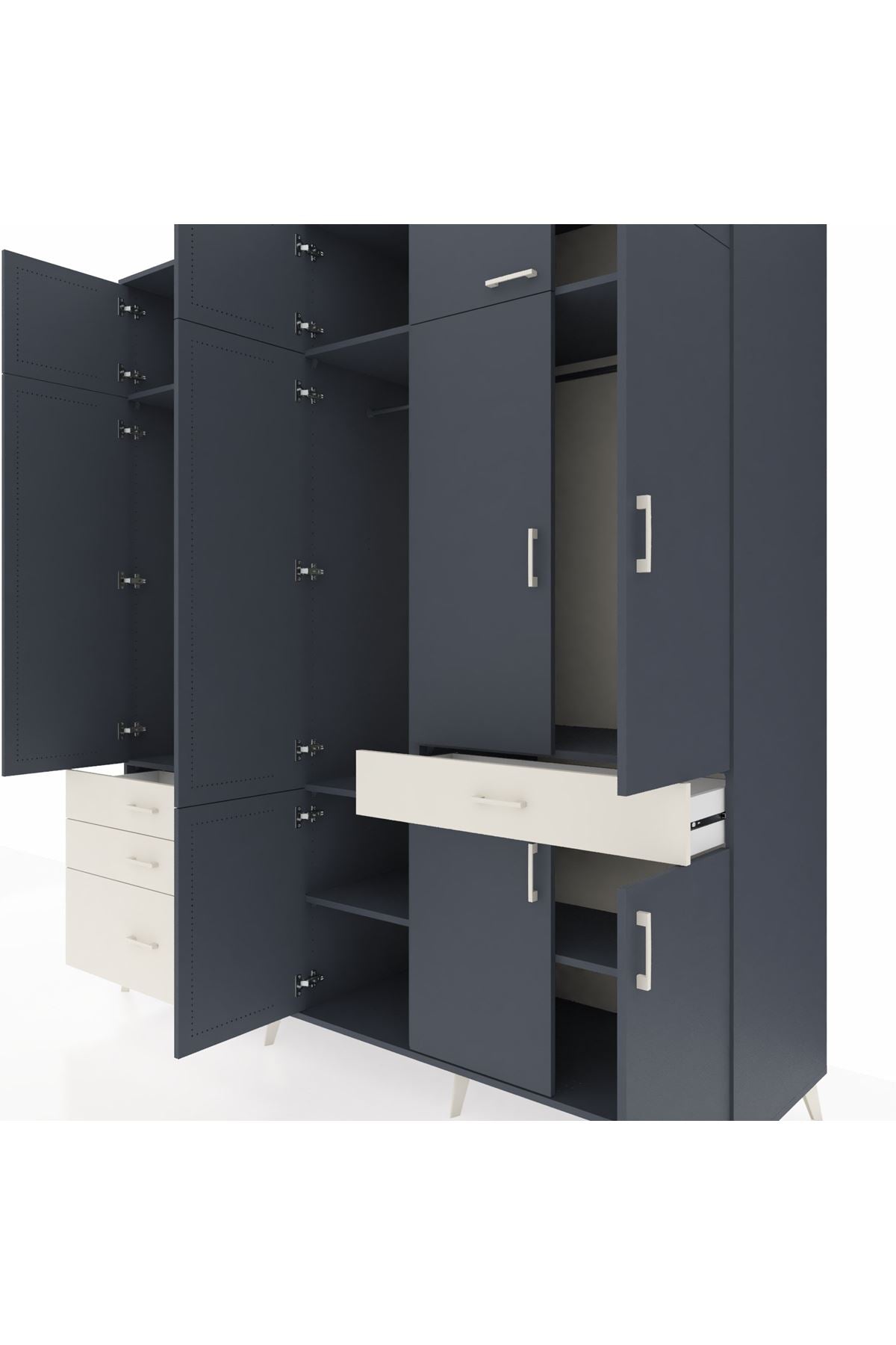 Kronos Dolap 8 Raflı 4 Çekmeceli 3 Askılı 220x59x243 - S784M058V16C