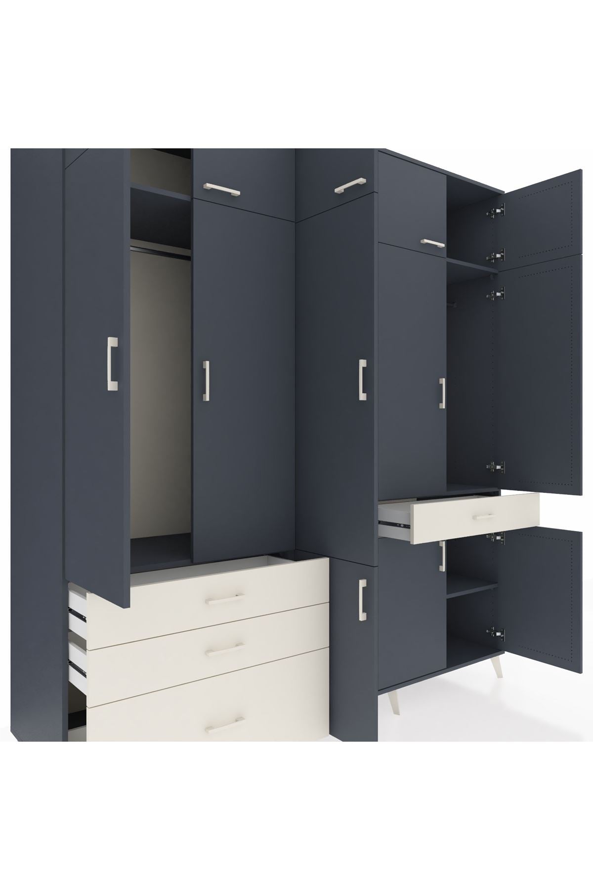 Kronos Dolap 8 Raflı 4 Çekmeceli 3 Askılı 220x59x243 - S784M058V16C