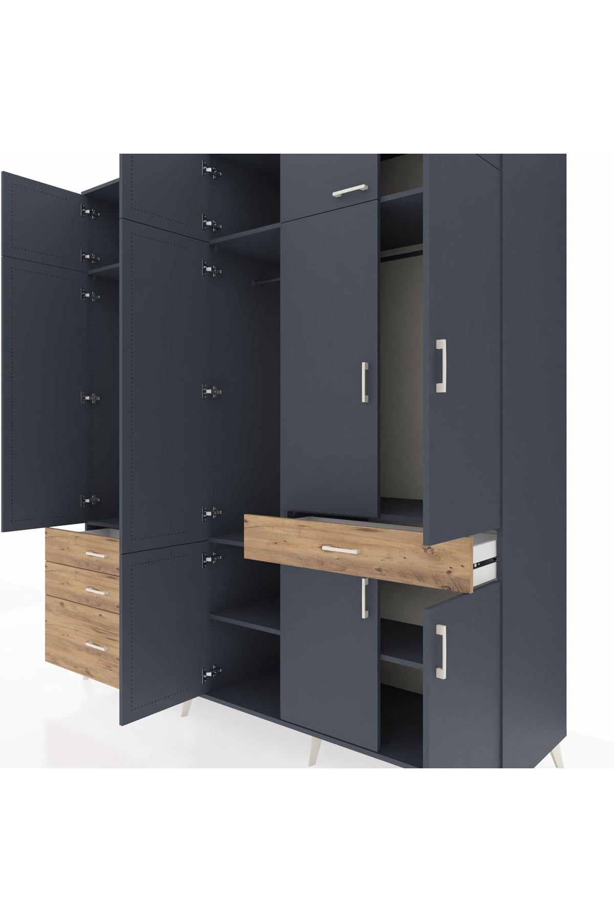 Kronos Dolap 8 Raflı 4 Çekmeceli 3 Askılı 220x59x243 - S784M058V18C