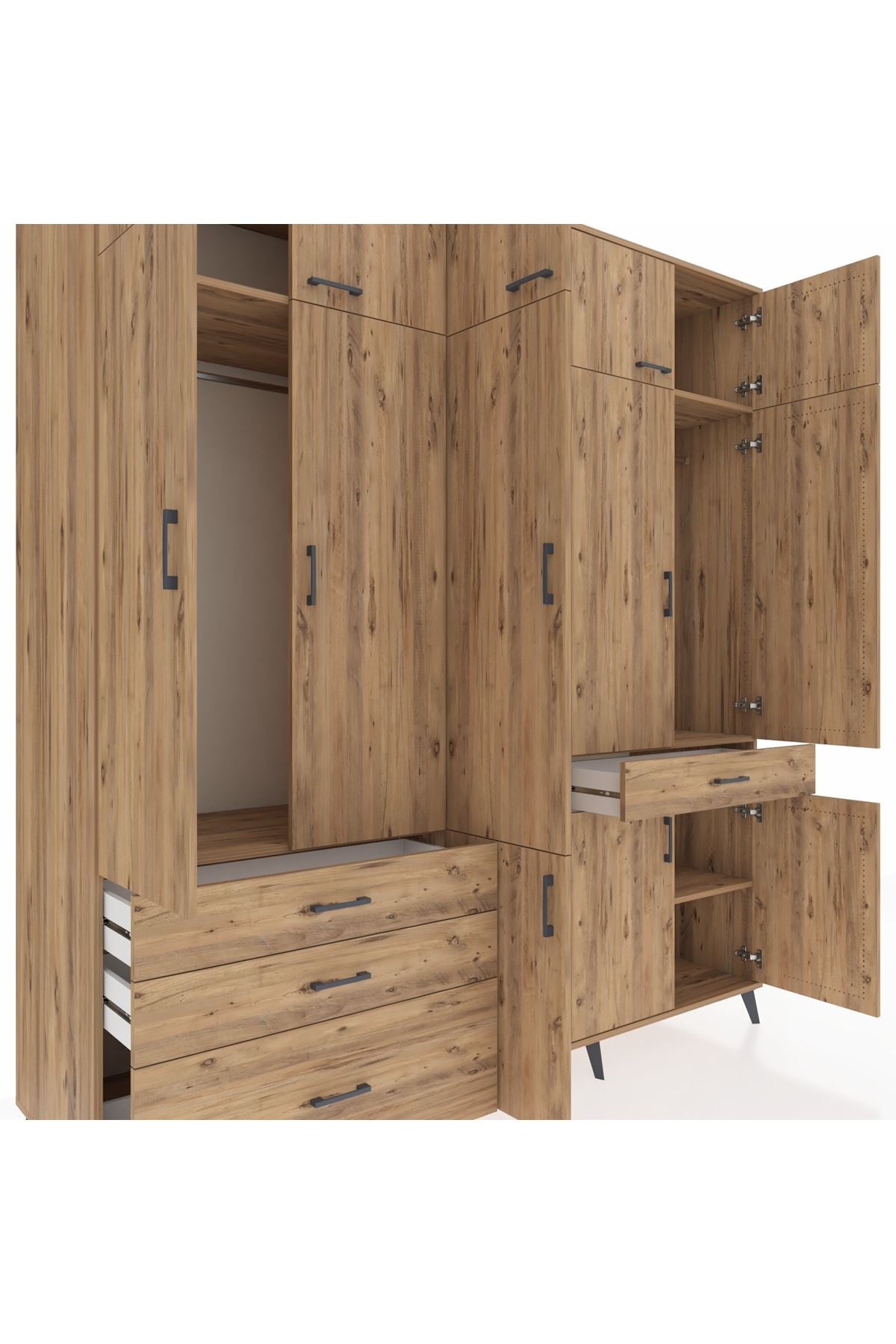 Kronos Dolap 8 Raflı 4 Çekmeceli 3 Askılı 220x59x243 - S784M058V21C
