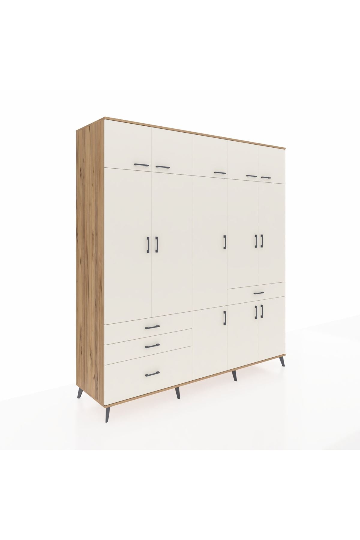 Kronos Dolap 8 Raflı 4 Çekmeceli 3 Askılı 220x59x243 - S784M058V22C