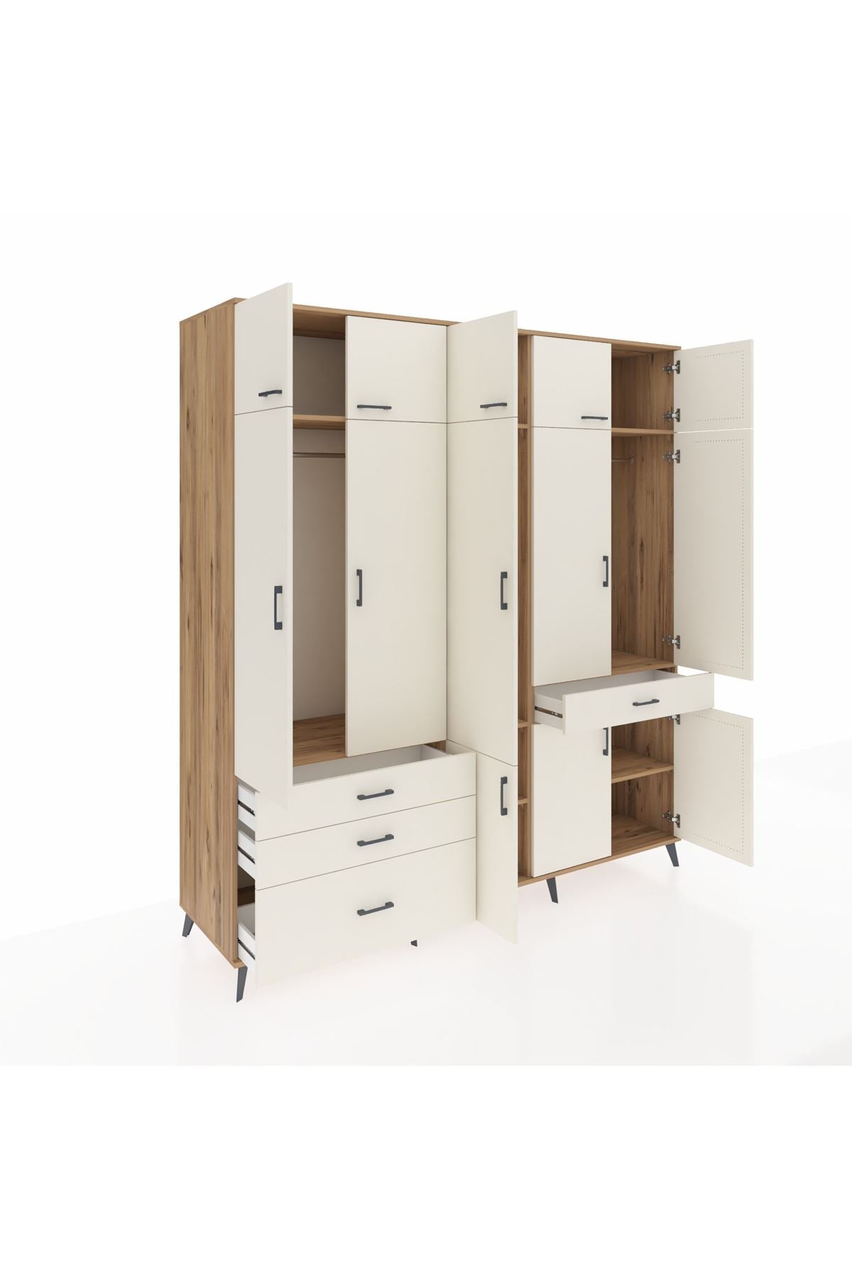 Kronos Dolap 8 Raflı 4 Çekmeceli 3 Askılı 220x59x243 - S784M058V22C