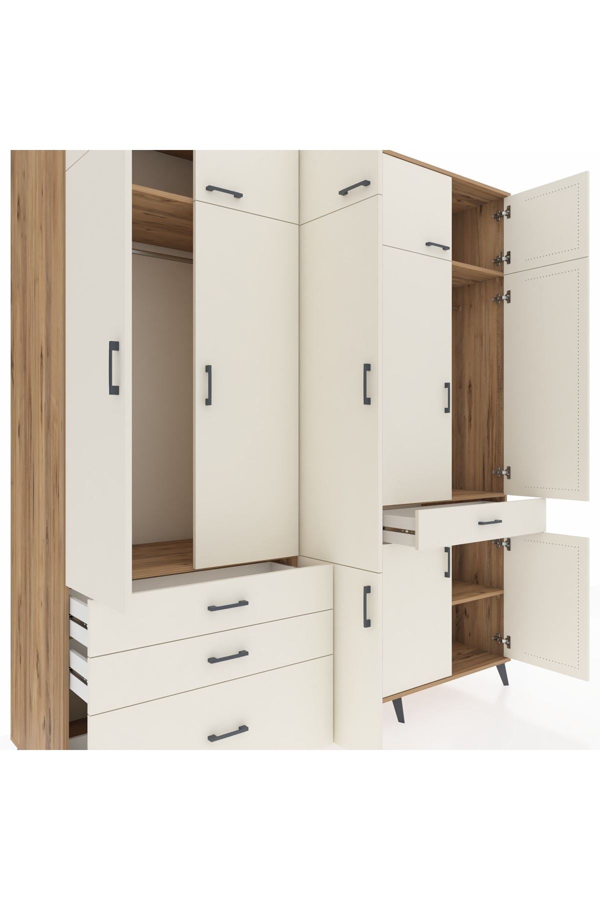 Kronos Dolap 8 Raflı 4 Çekmeceli 3 Askılı 220x59x243 - S784M058V22C