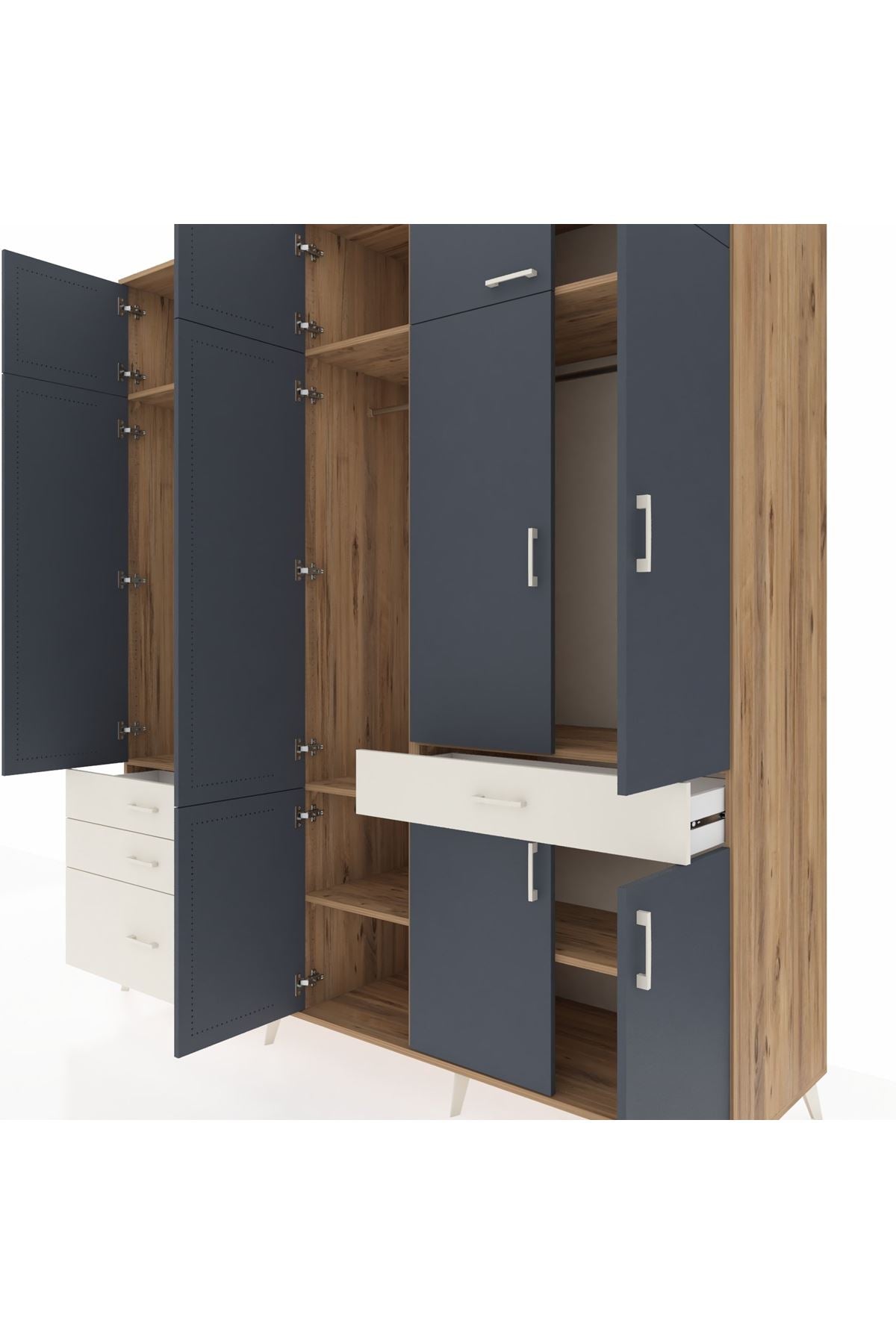 Kronos Dolap 8 Raflı 4 Çekmeceli 3 Askılı 220x59x243 - S784M058V25C
