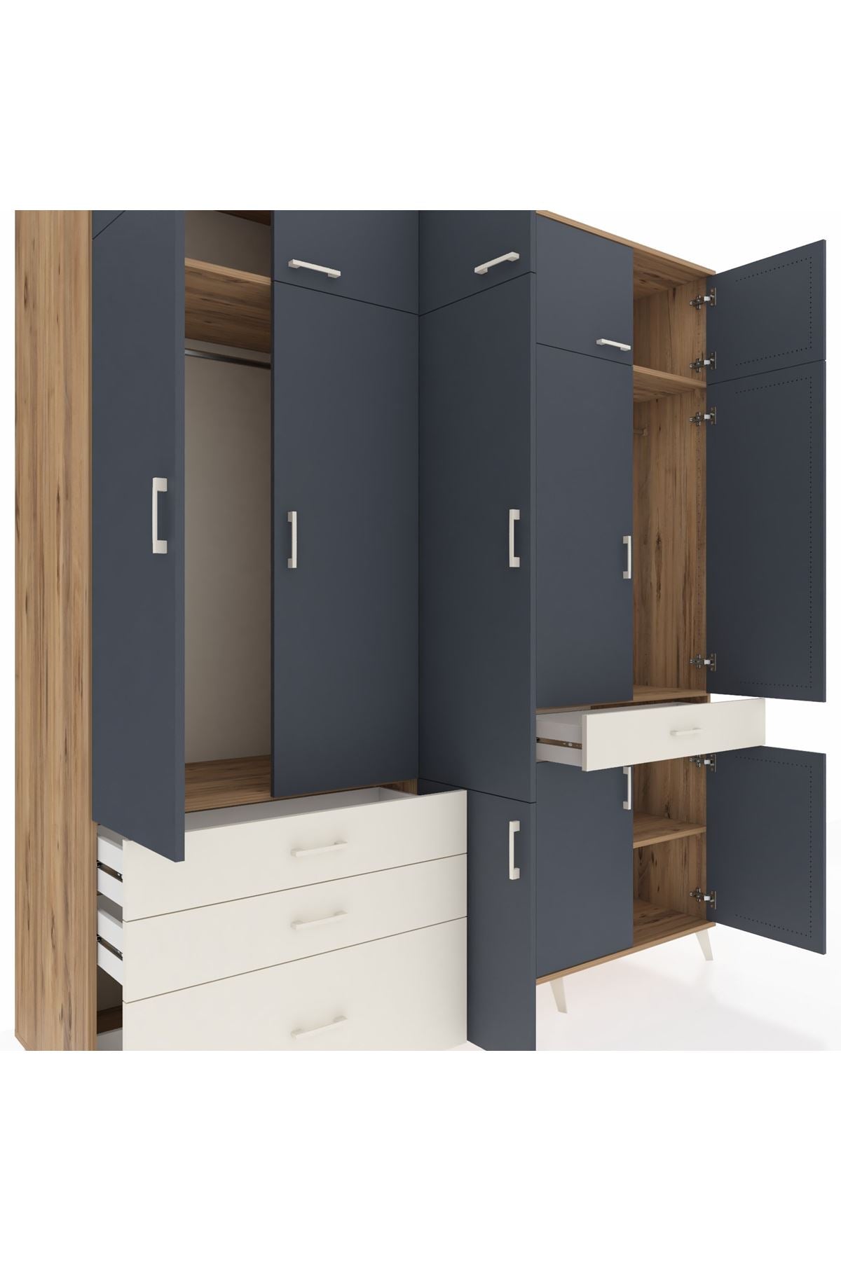 Kronos Dolap 8 Raflı 4 Çekmeceli 3 Askılı 220x59x243 - S784M058V25C