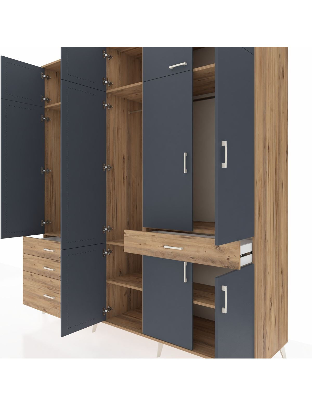 Kronos Dolap 8 Raflı 4 Çekmeceli 3 Askılı 220x59x243 - S784M058V27C