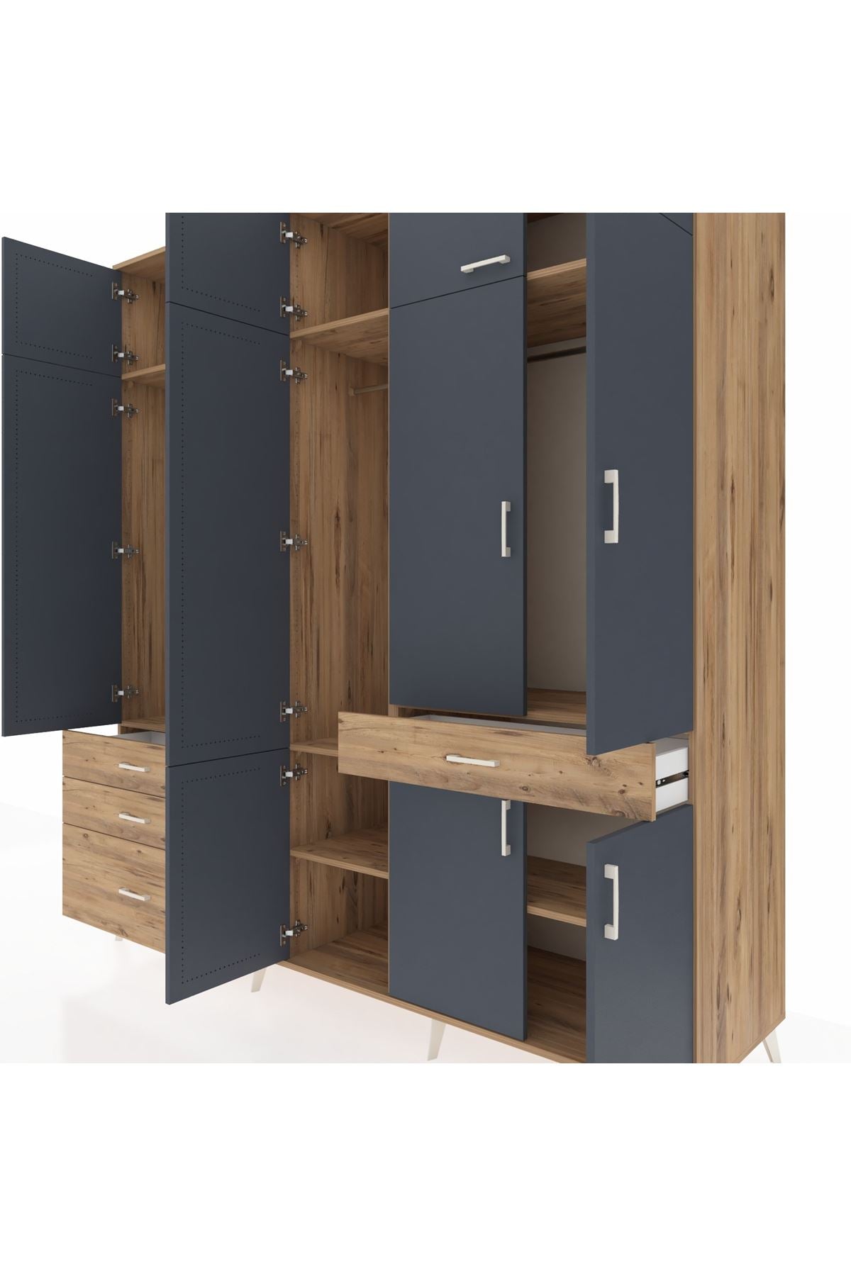 Kronos Dolap 8 Raflı 4 Çekmeceli 3 Askılı 220x59x243 - S784M058V27C