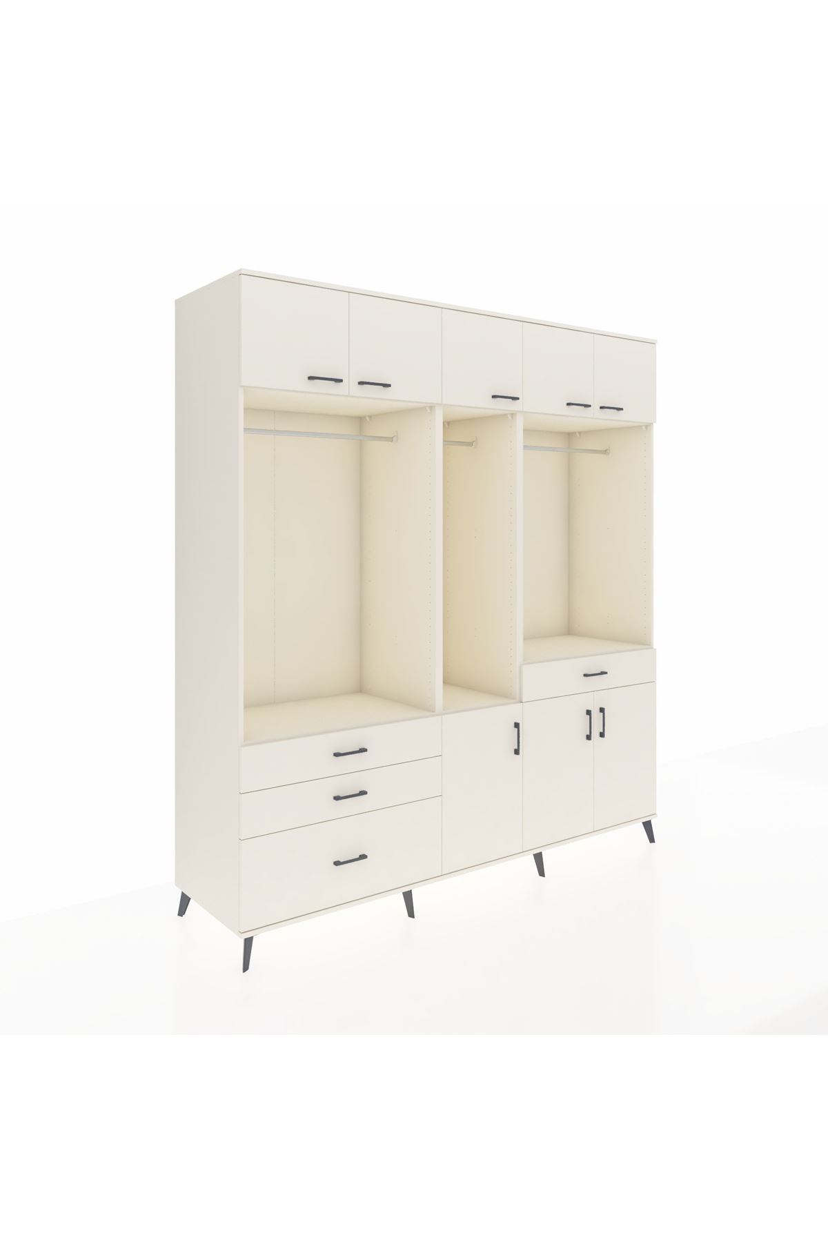 Kronos Dolap 8 Raflı 4 Çekmeceli 3 Askılı 220x59x243 - S784M059V04C