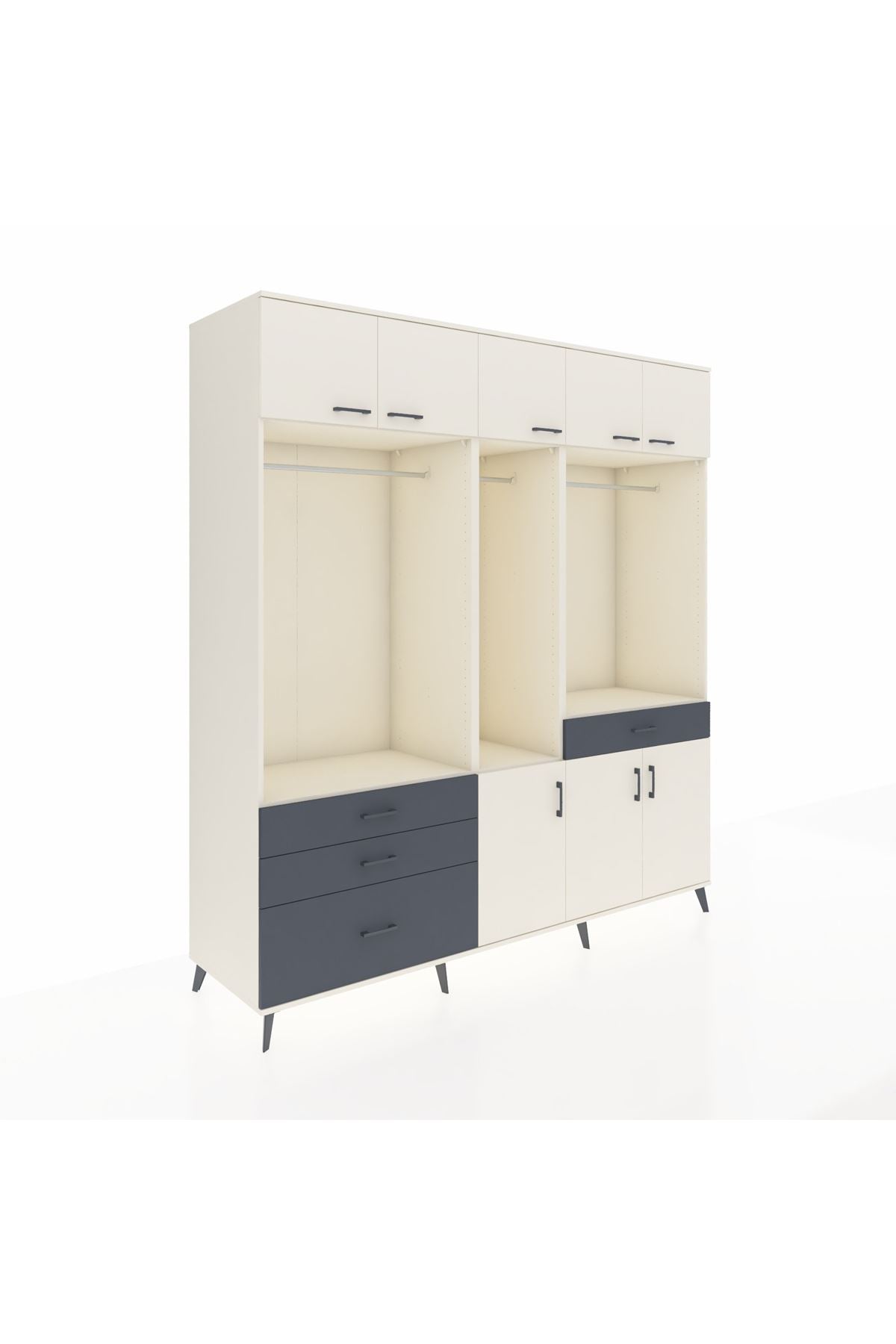 Kronos Dolap 8 Raflı 4 Çekmeceli 3 Askılı 220x59x243 - S784M059V05C