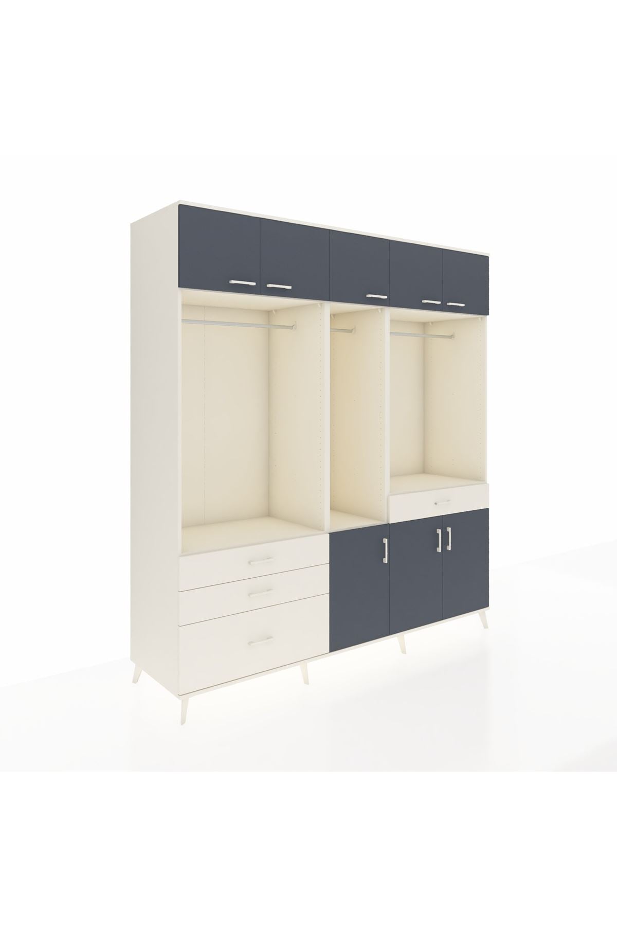 Kronos Dolap 8 Raflı 4 Çekmeceli 3 Askılı 220x59x243 - S784M059V07C