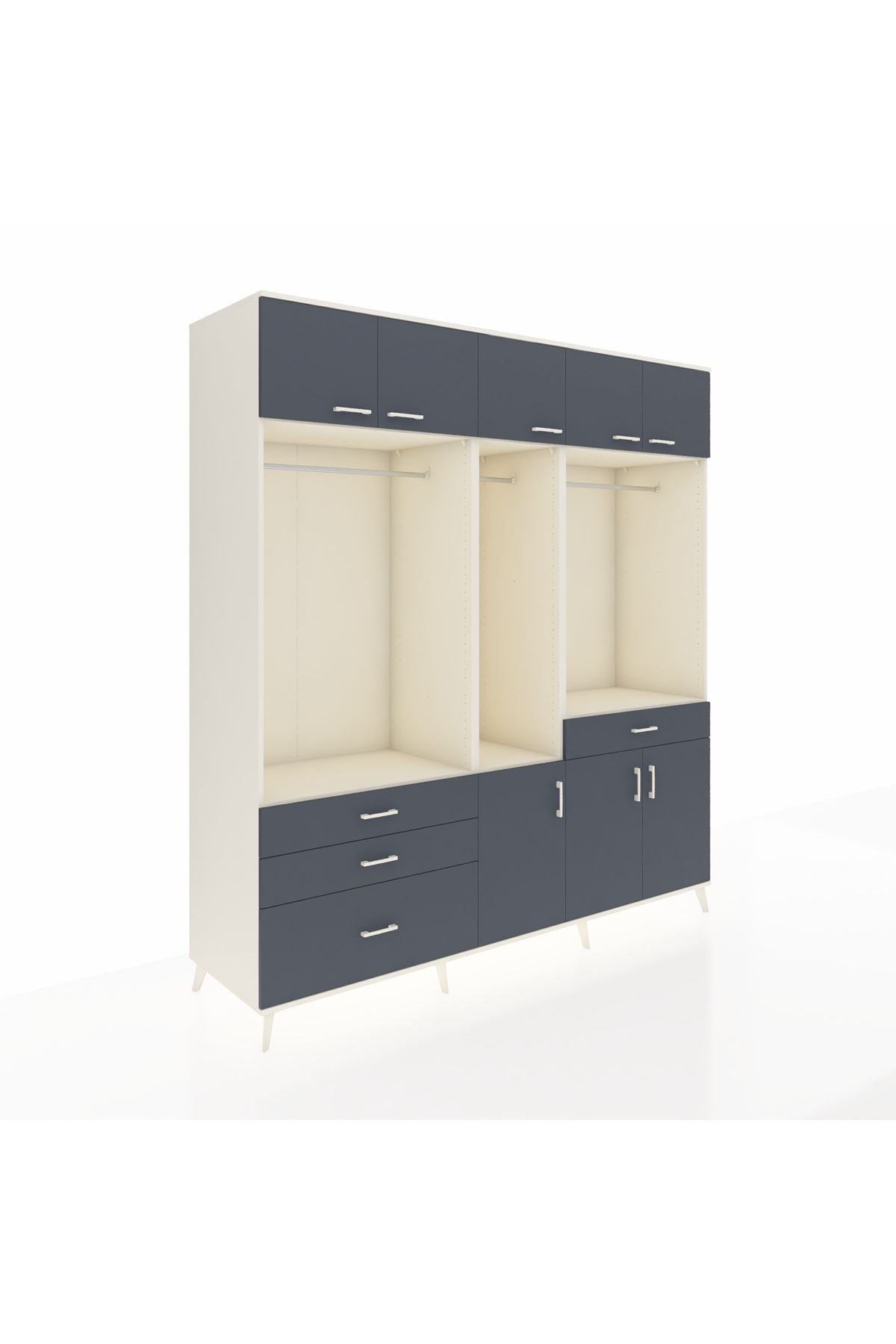 Kronos Dolap 8 Raflı 4 Çekmeceli 3 Askılı 220x59x243 - S784M059V08C