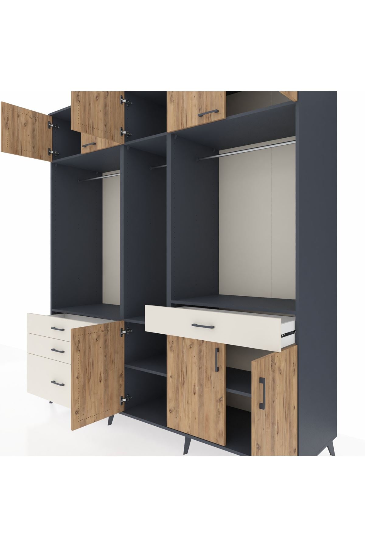 Kronos Dolap 8 Raflı 4 Çekmeceli 3 Askılı 220x59x243 - S784M059V10C