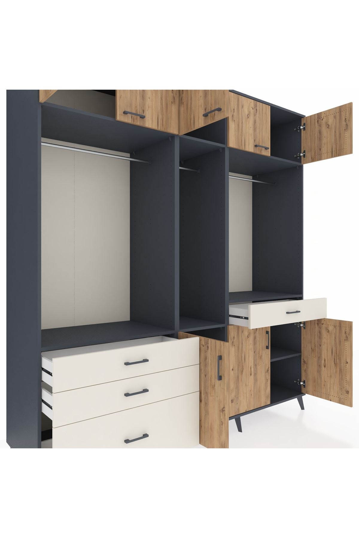 Kronos Dolap 8 Raflı 4 Çekmeceli 3 Askılı 220x59x243 - S784M059V10C