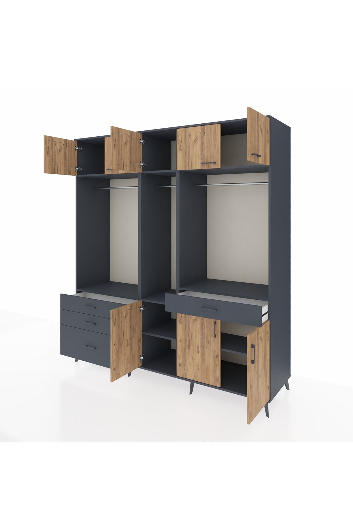 Kronos Dolap 8 Raflı 4 Çekmeceli 3 Askılı 220x59x243 - S784M059V11C
