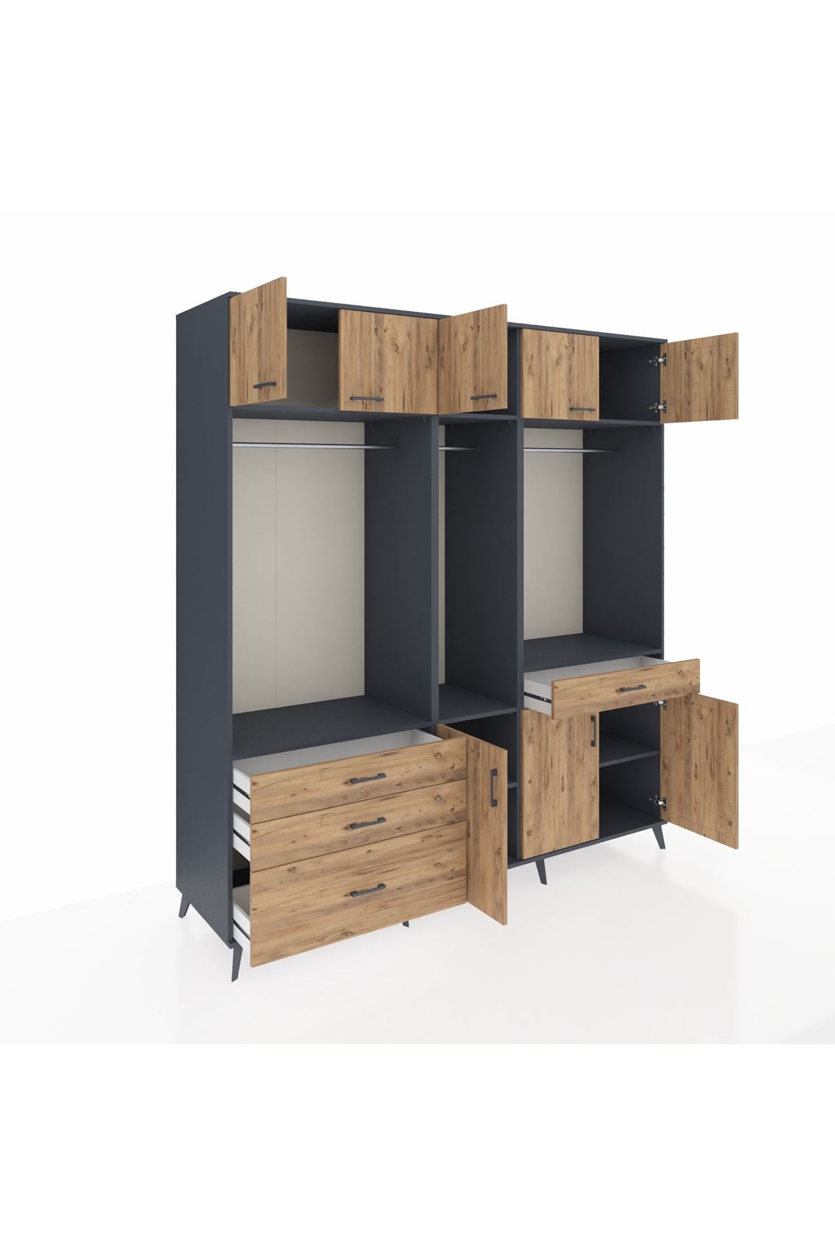 Kronos Dolap 8 Raflı 4 Çekmeceli 3 Askılı 220x59x243 - S784M059V12C
