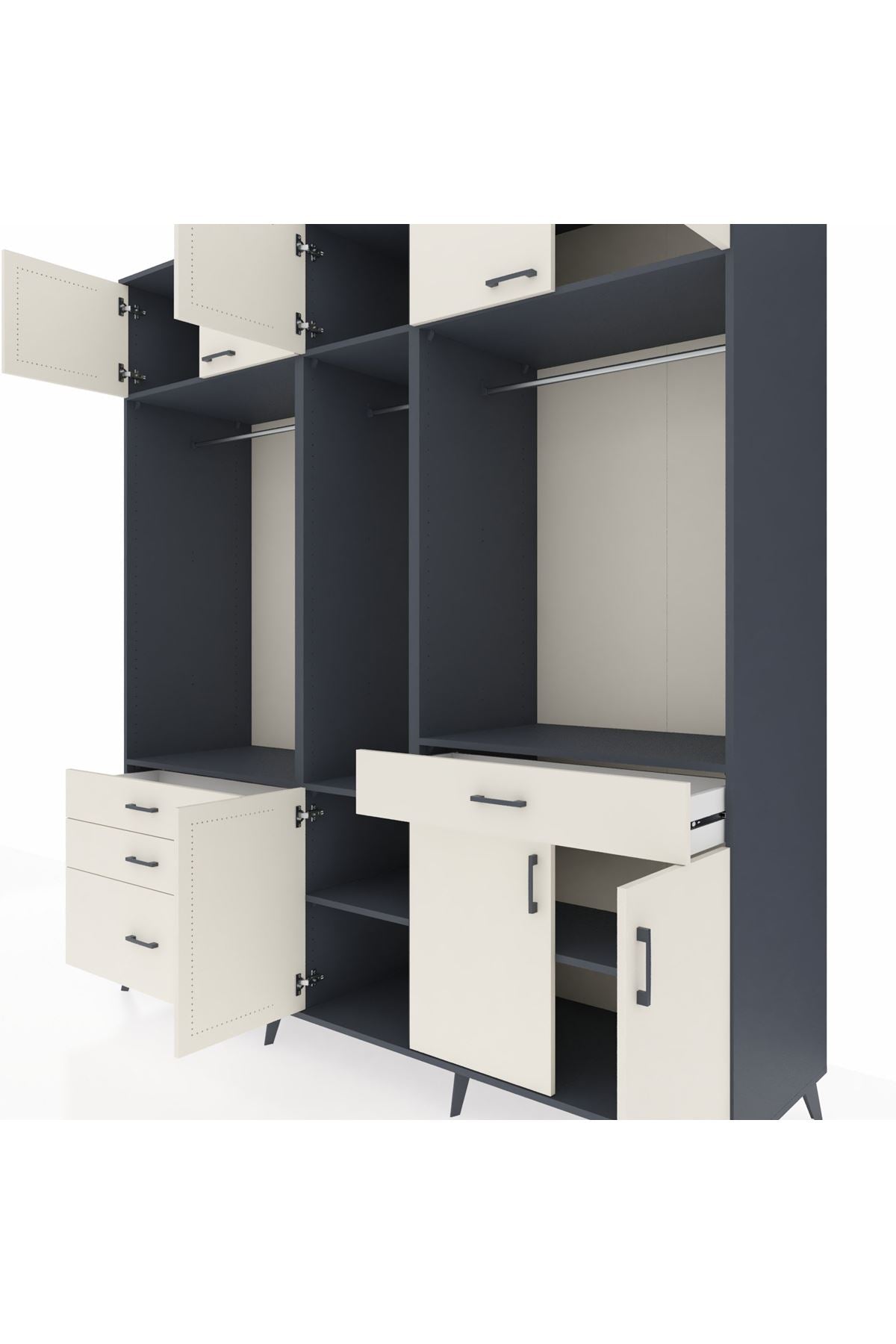 Kronos Dolap 8 Raflı 4 Çekmeceli 3 Askılı 220x59x243 - S784M059V13C
