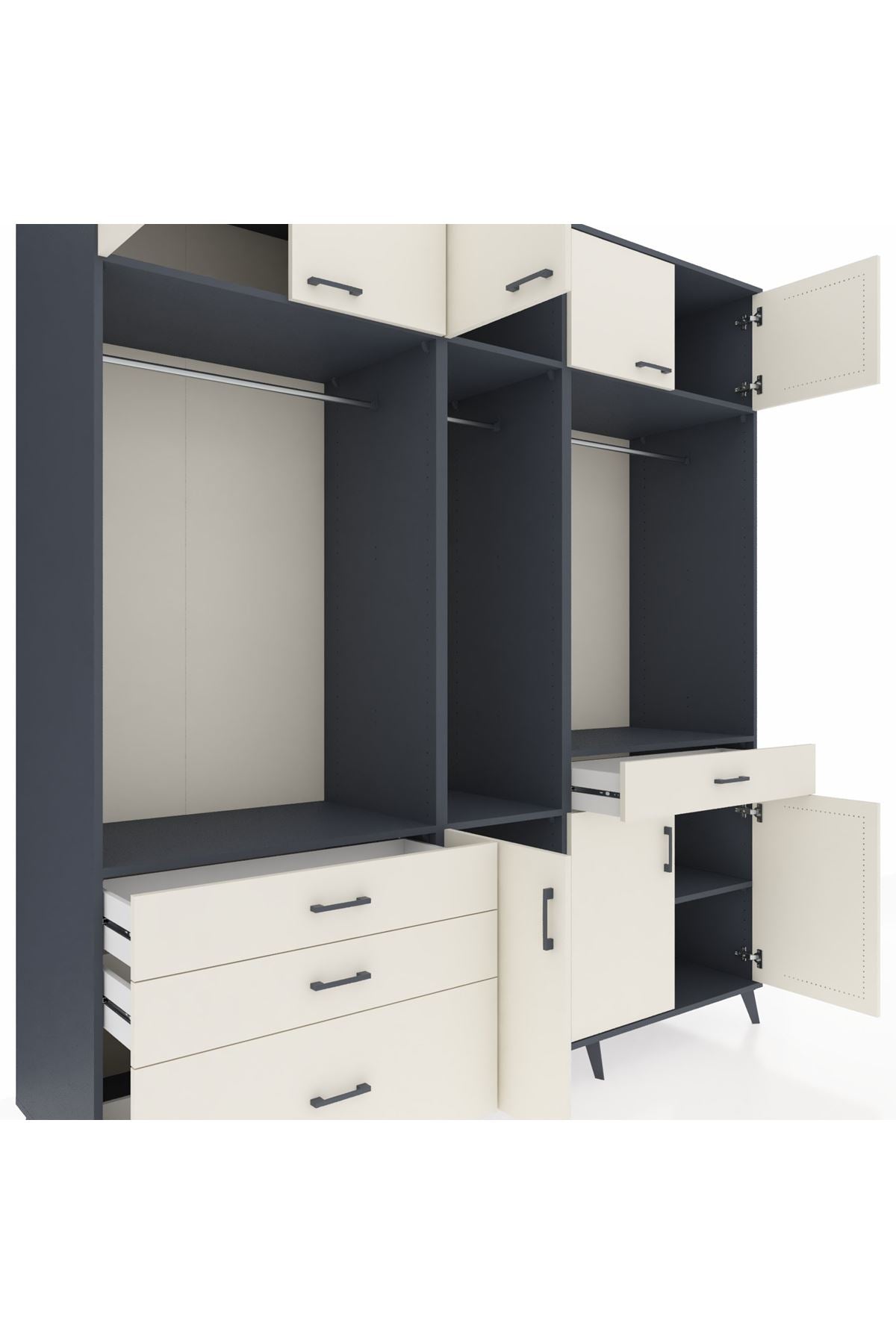 Kronos Dolap 8 Raflı 4 Çekmeceli 3 Askılı 220x59x243 - S784M059V13C