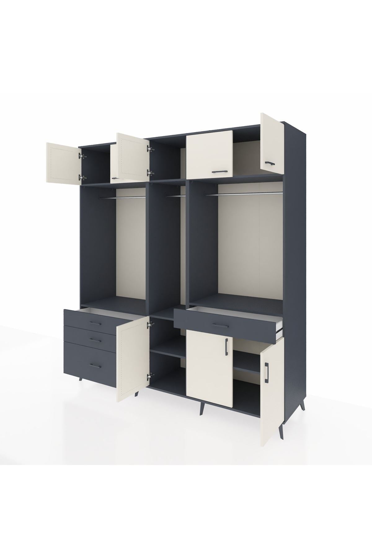 Kronos Dolap 8 Raflı 4 Çekmeceli 3 Askılı 220x59x243 - S784M059V14C