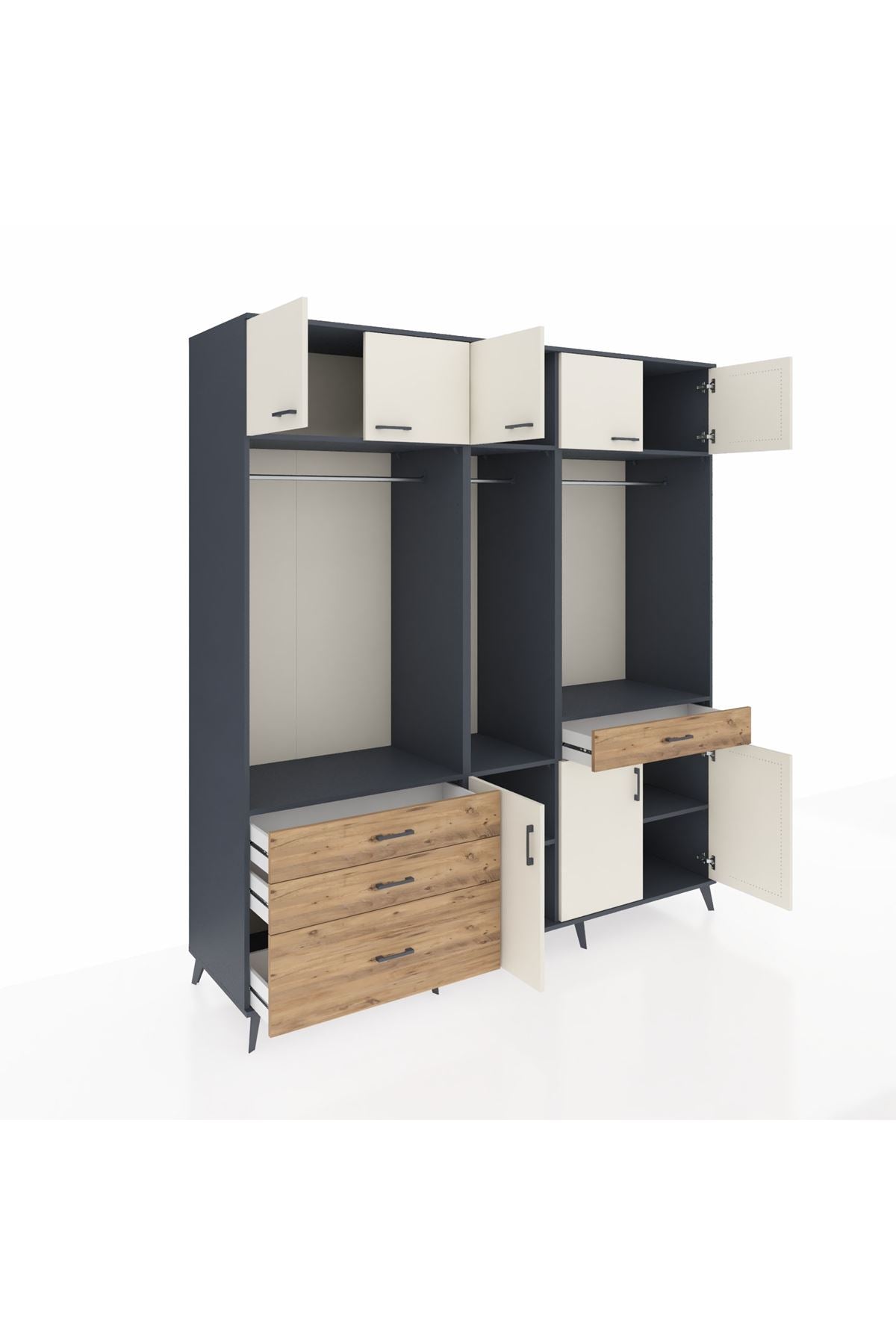 Kronos Dolap 8 Raflı 4 Çekmeceli 3 Askılı 220x59x243 - S784M059V15C