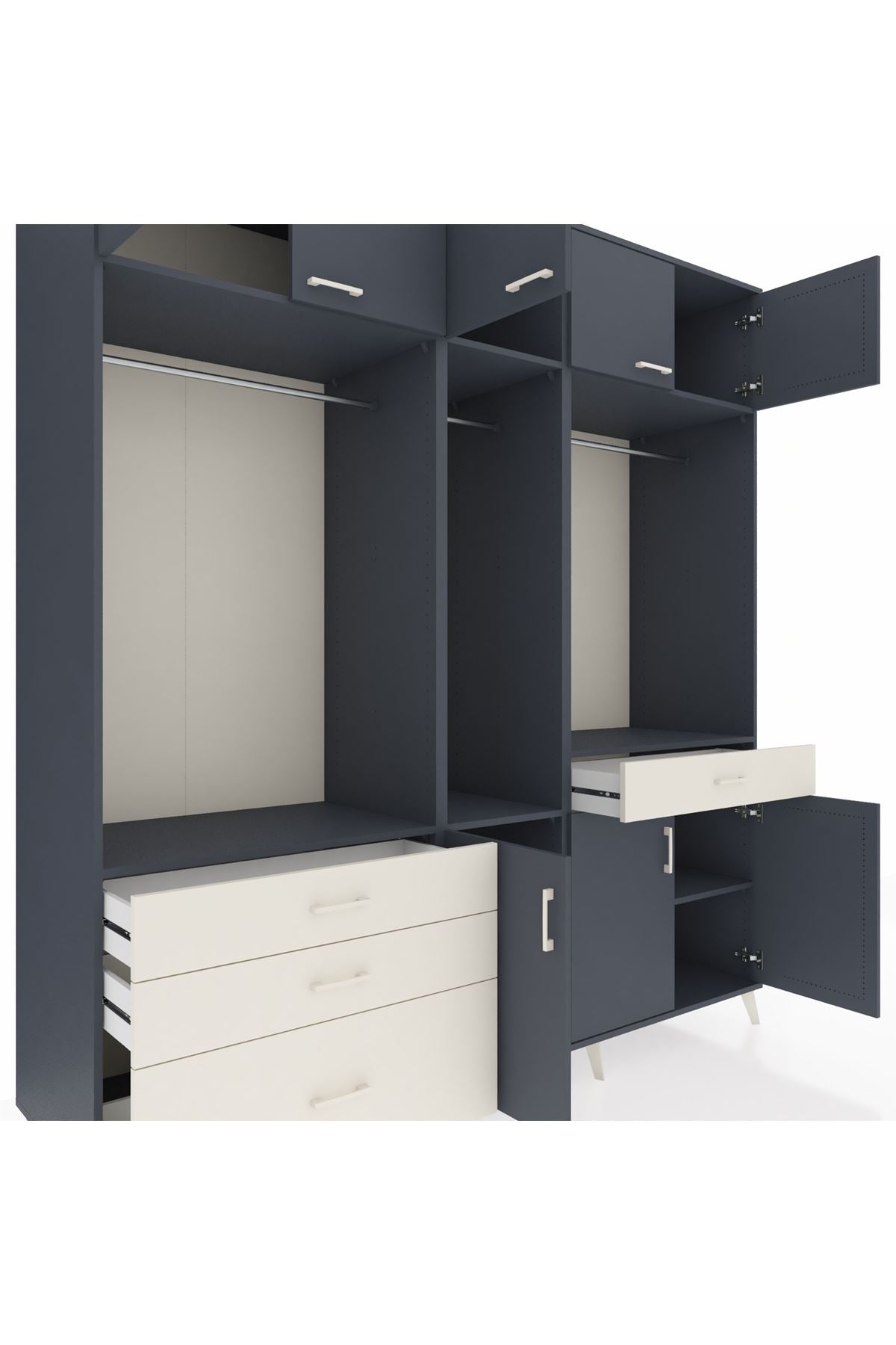 Kronos Dolap 8 Raflı 4 Çekmeceli 3 Askılı 220x59x243 - S784M059V16C