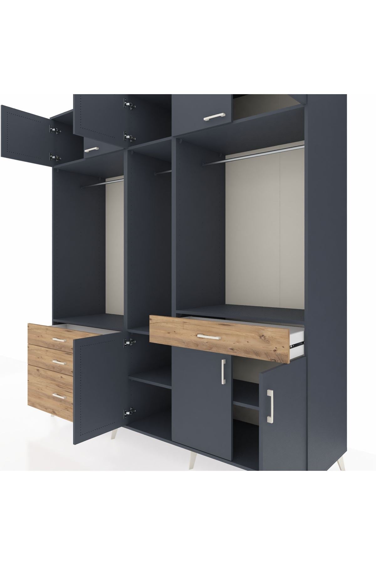 Kronos Dolap 8 Raflı 4 Çekmeceli 3 Askılı 220x59x243 - S784M059V18C