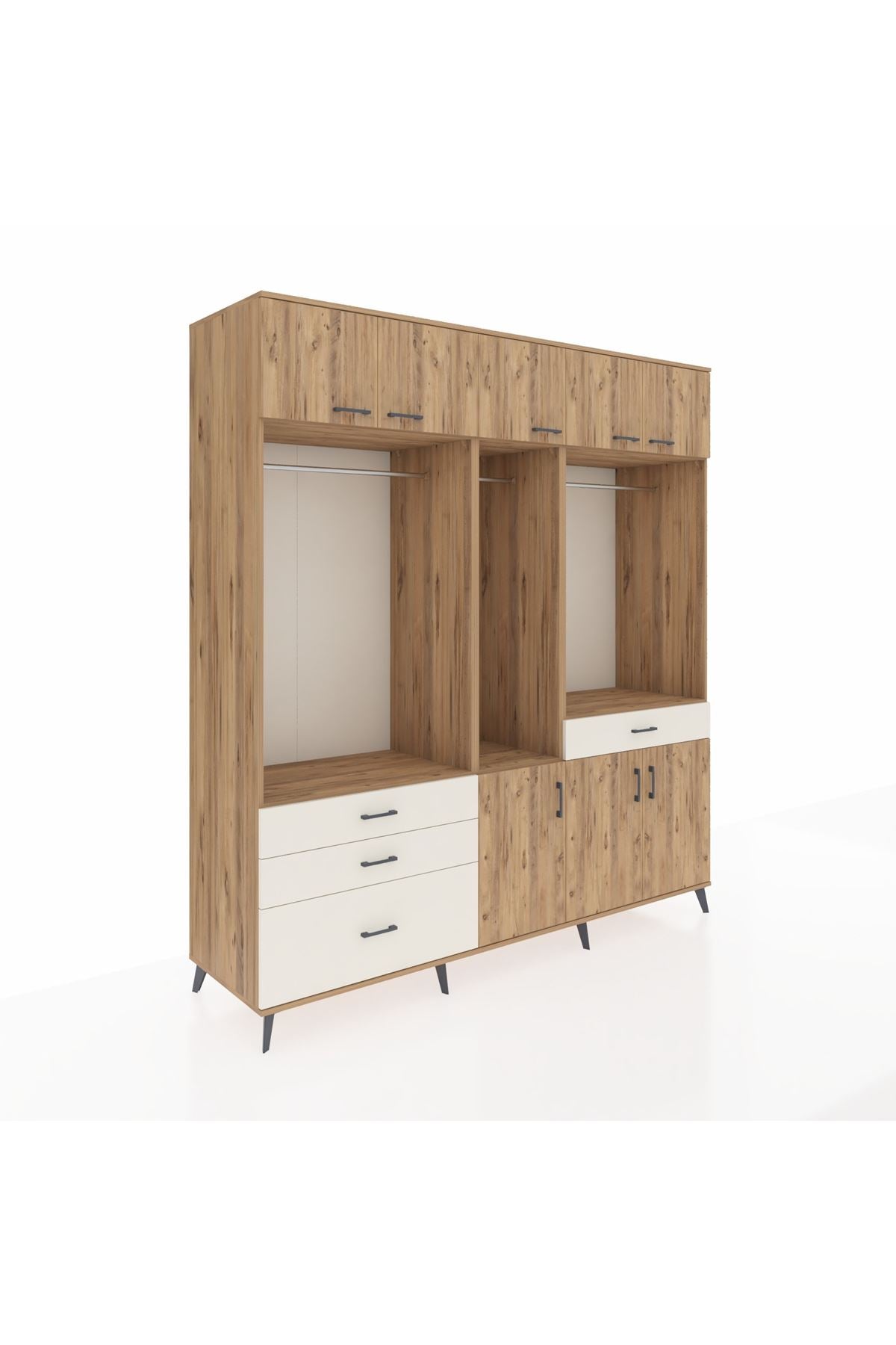 Kronos Dolap 8 Raflı 4 Çekmeceli 3 Askılı 220x59x243 - S784M059V19C