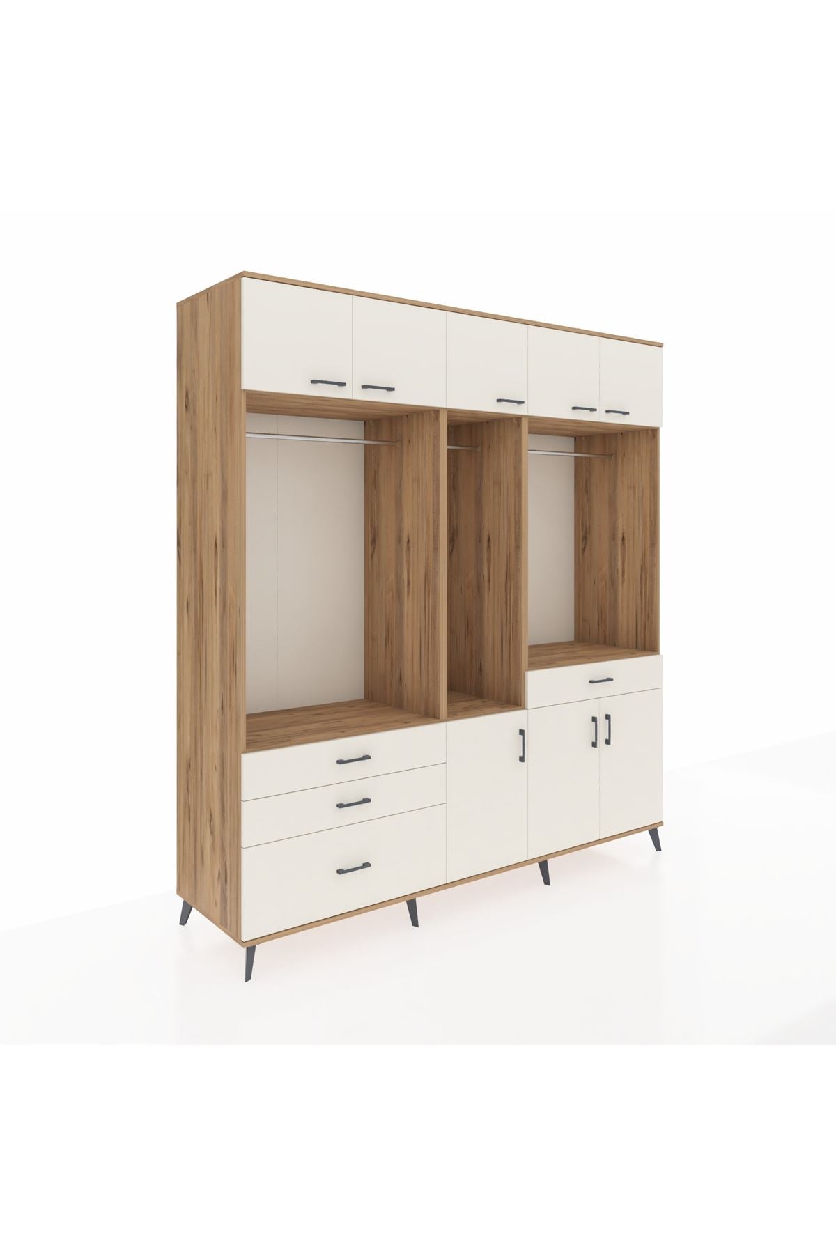 Kronos Dolap 8 Raflı 4 Çekmeceli 3 Askılı 220x59x243 - S784M059V22C