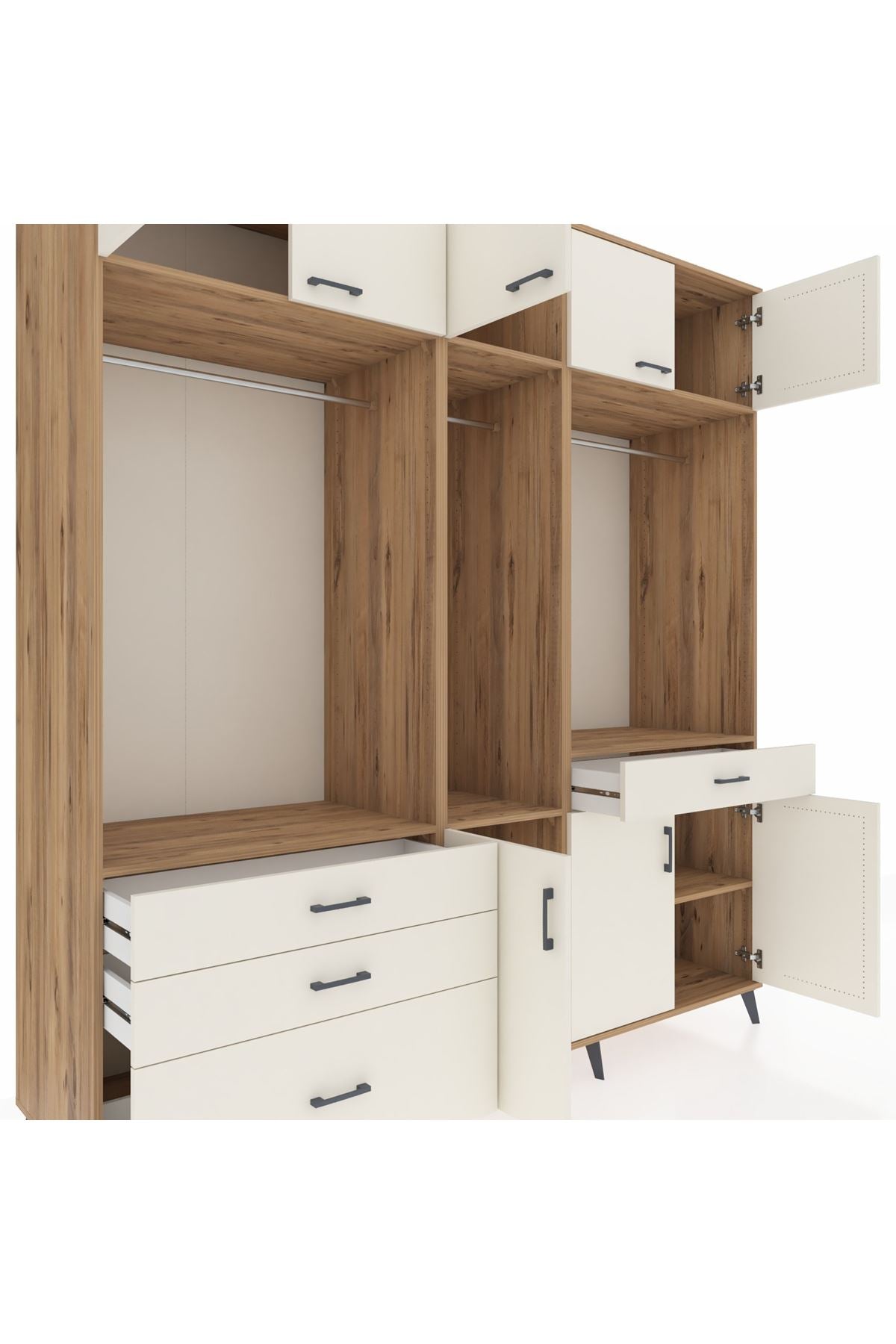 Kronos Dolap 8 Raflı 4 Çekmeceli 3 Askılı 220x59x243 - S784M059V22C