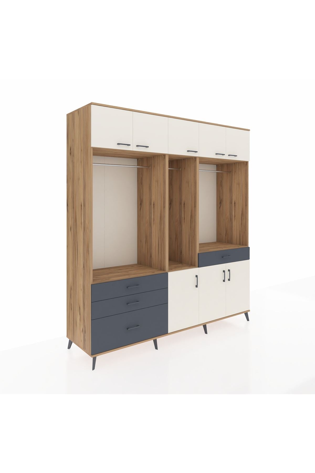 Kronos Dolap 8 Raflı 4 Çekmeceli 3 Askılı 220x59x243 - S784M059V23C
